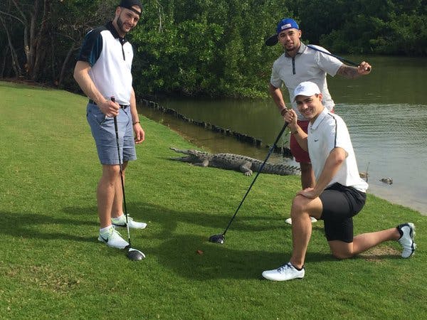 Wild players ran into an uninvited guest during a round of golf while on All-Star break vacation.