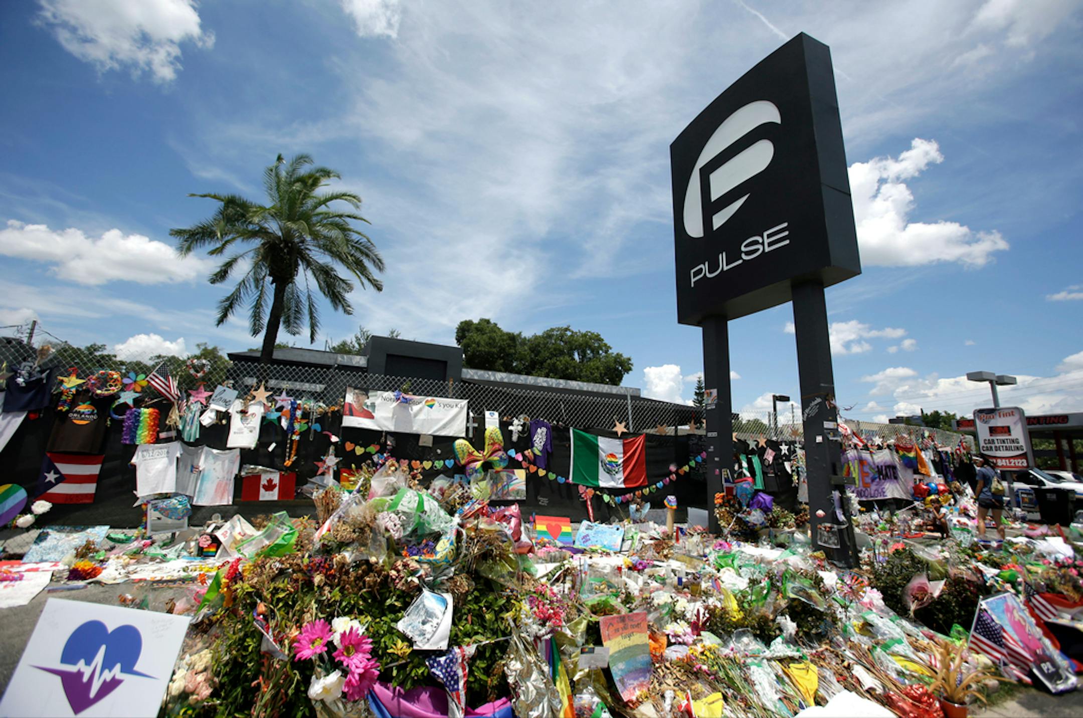 A makeshift memorial outside the Pulse nightclub in Orlando in July 2016.