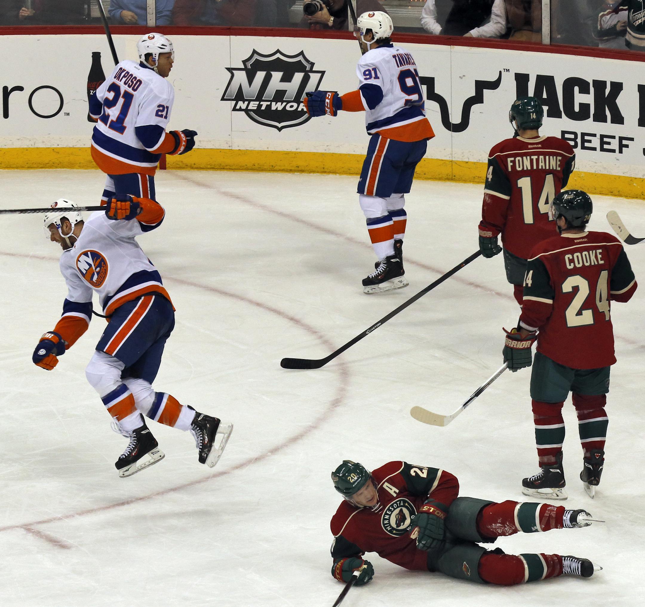 Minnesota Wild vs. New York Islanders. New York won 5-4. It was a jubilant Islander team that came from behind to beat the Wild. (MARLIN LEVISON/STARTRIBUNE(mlevison@startribune.com)
