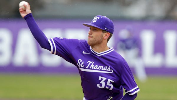 St. Thomas’ Jack Blesch pitched during a baseball game against Northern Colorado on April 24 in St. Paul.