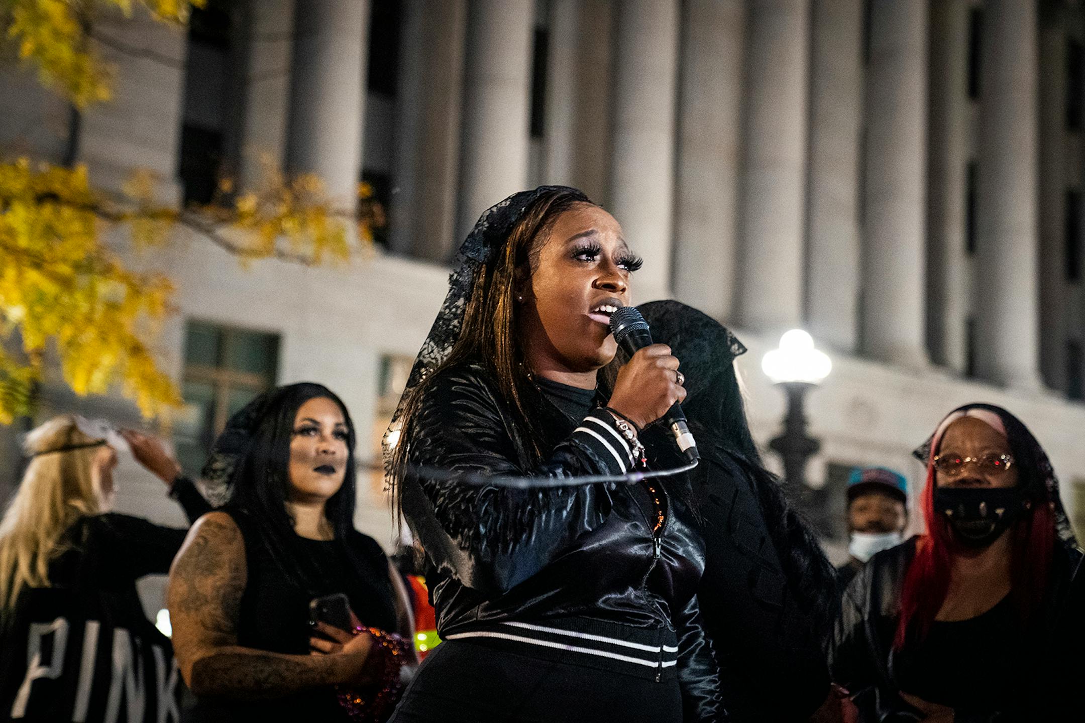Diamond Reynolds, former fianc� of Philando Castile, spoke during "The Secret March" in St. Paul.