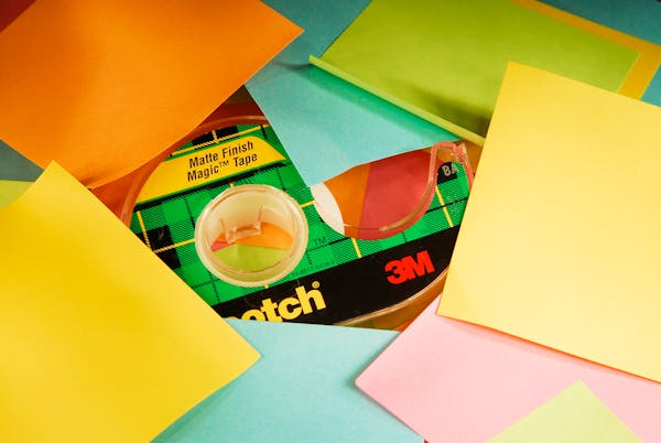Post-It Brand notes and Scotch Matte Finish Magic Tape, both 3M Co. products, are arranged in New York, Thursday, July 26, 2007. 3M Co. said second-qu
