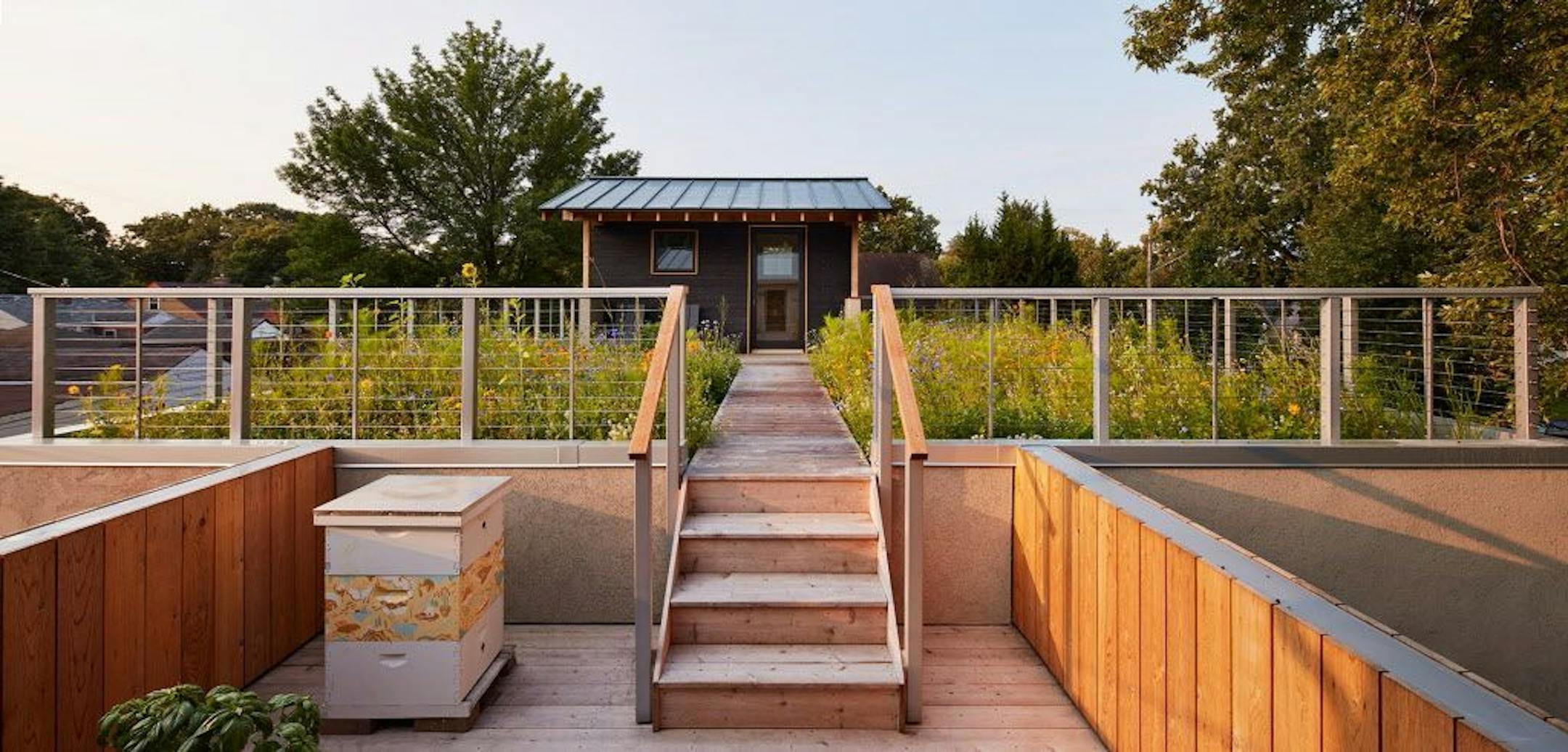 The couple decided to add a sauna in their backyard, its structure inspired by a teahouse.