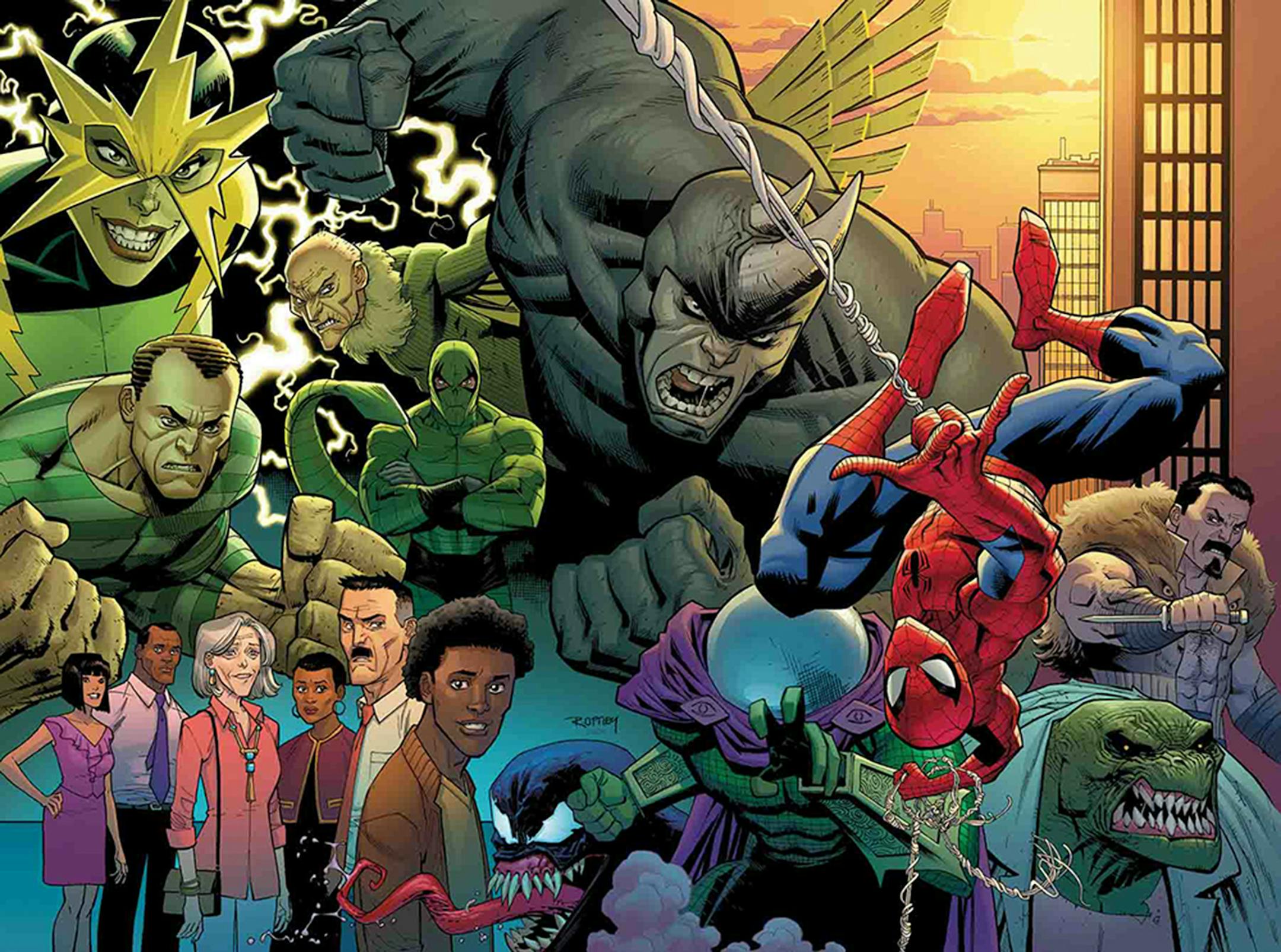 Spidey and his many friends and foes grace the wraparound cover of "Amazing Spider-Man" No. 1" with art by Ryan Ottley.