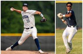 Carter Theisen (left) of Rosemount and Maximus Sims of St. Thomas Academy helped their teams reach state tournaments.