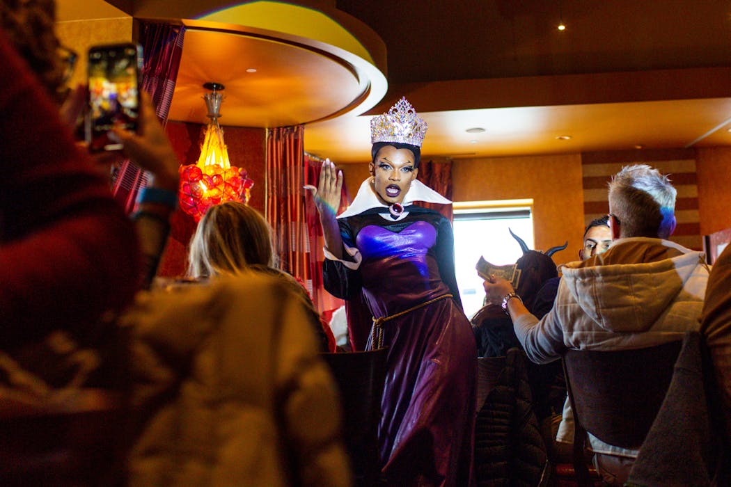 Drag brunches are popular in the Twin Cities. Recently, Lady Cummeal performed as the evil Queen Grimhilde from Snow White and The Seven Dwarves during a Disney Villains-themed brunch through Flip Phone Events at Crave in downtown Minneapolis.