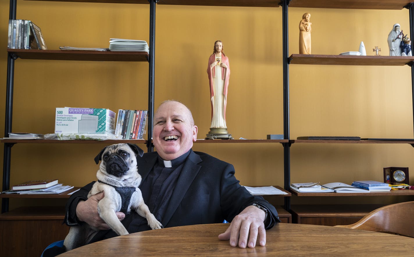 Fr. Allen Kuss and his dog Kiku were photographed at Church of St. Patrick in Edina. ] LEILA NAVIDI &#x2022; leila.navidi@startribune.com BACKGROUND INFORMATION: Fr. Allen Kuss, the pastor at Church of St. Patrick in Edina, is a devout Catholic and the proud owner of a Pug dog named Kiku. Fr. Kuss and Kiku were photographed at the Church of St. Patrick in Edina on Thursday, February 20, 2020.