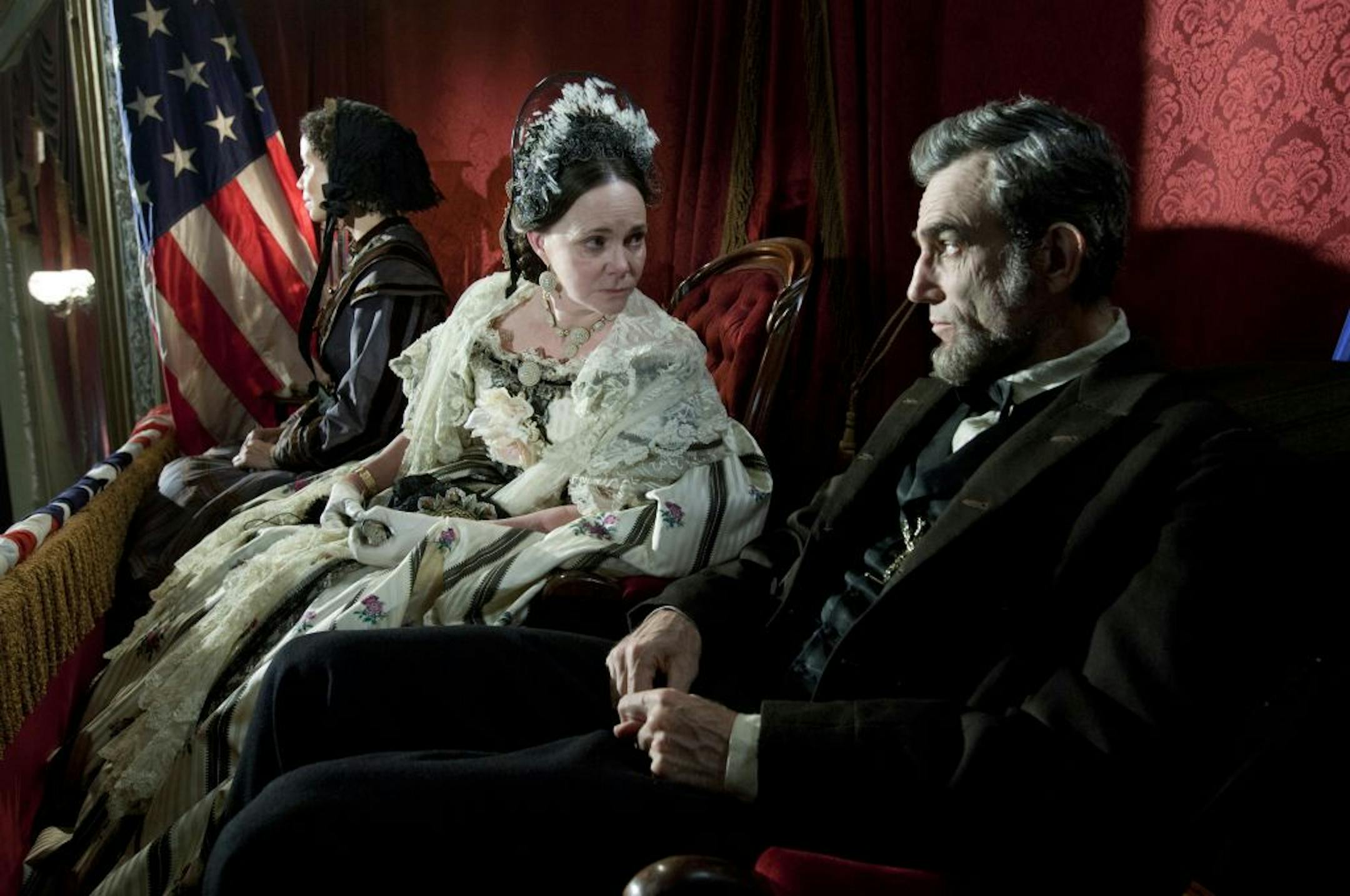 This image released by DreamWorks II Distribution Co., LLC and Twentieth Century Fox Film Corporation shows Sally Field and Daniel Day-Lewis appear in a scene from "Lincoln." Field was nominated Thursday, Dec. 13, 2012 for a Golden Globe for best supporting actress for her role in the film. The 70th annual Golden Globe Awards will be held on Jan. 13.