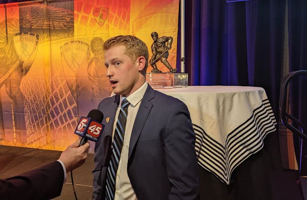 Minnesota State Mankato goaltender Dryden McKay, a day after stopping all but one shot against the Gophers, was getting the attention of the media aft