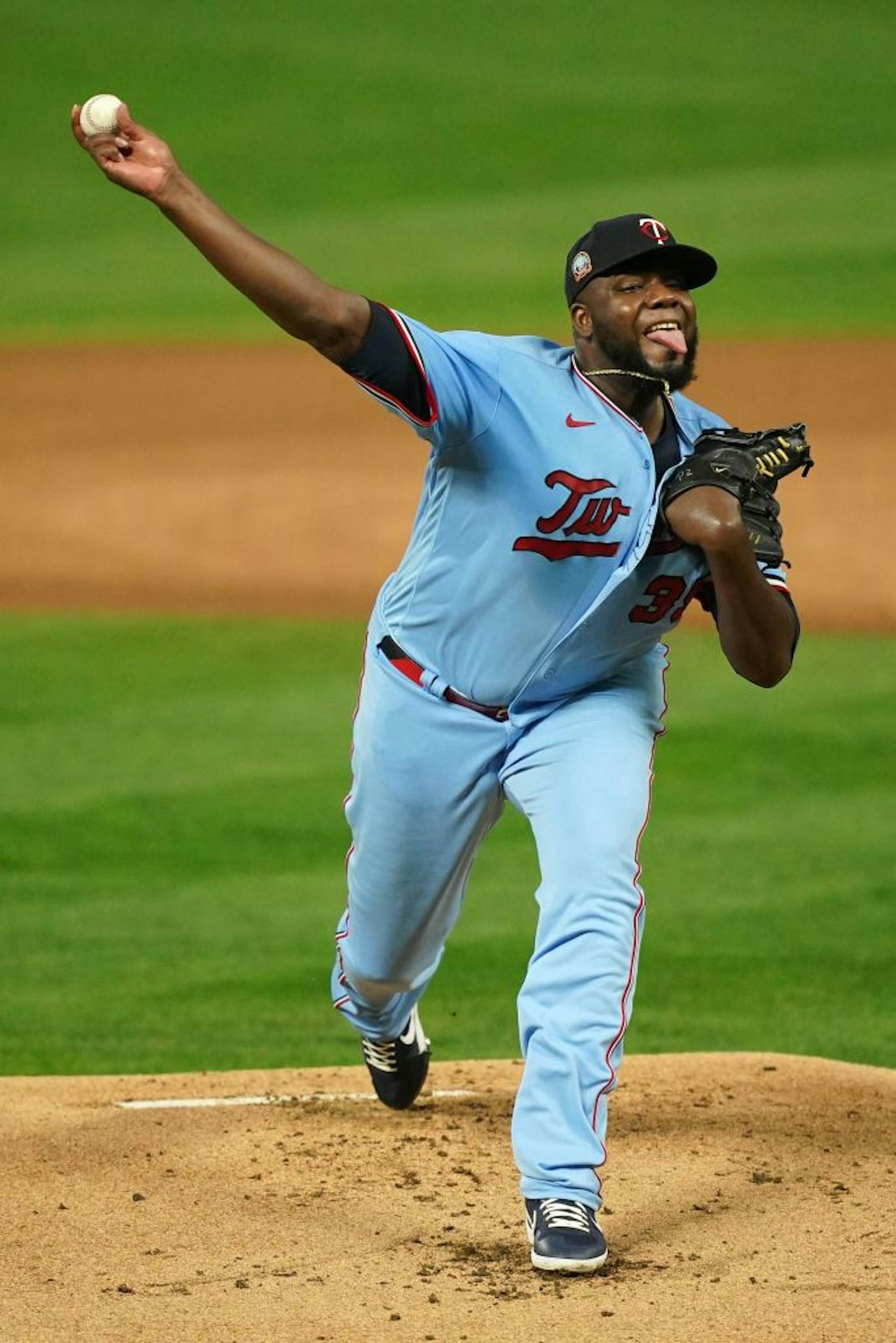 Minnesota Twins starting pitcher Michael Pineda (35) delivered a pitch in the first inning.