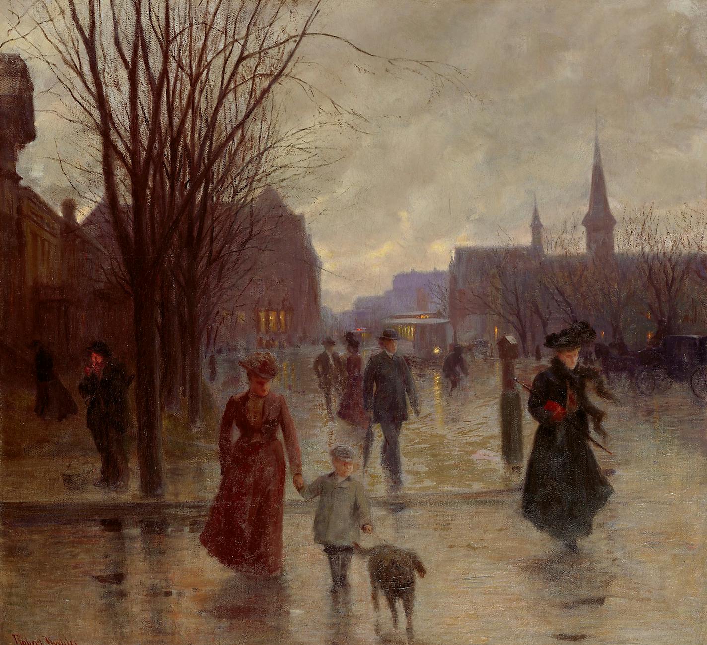 "Rainy Evening on Hennepin Avenue" by Robert Koehler, 1902.