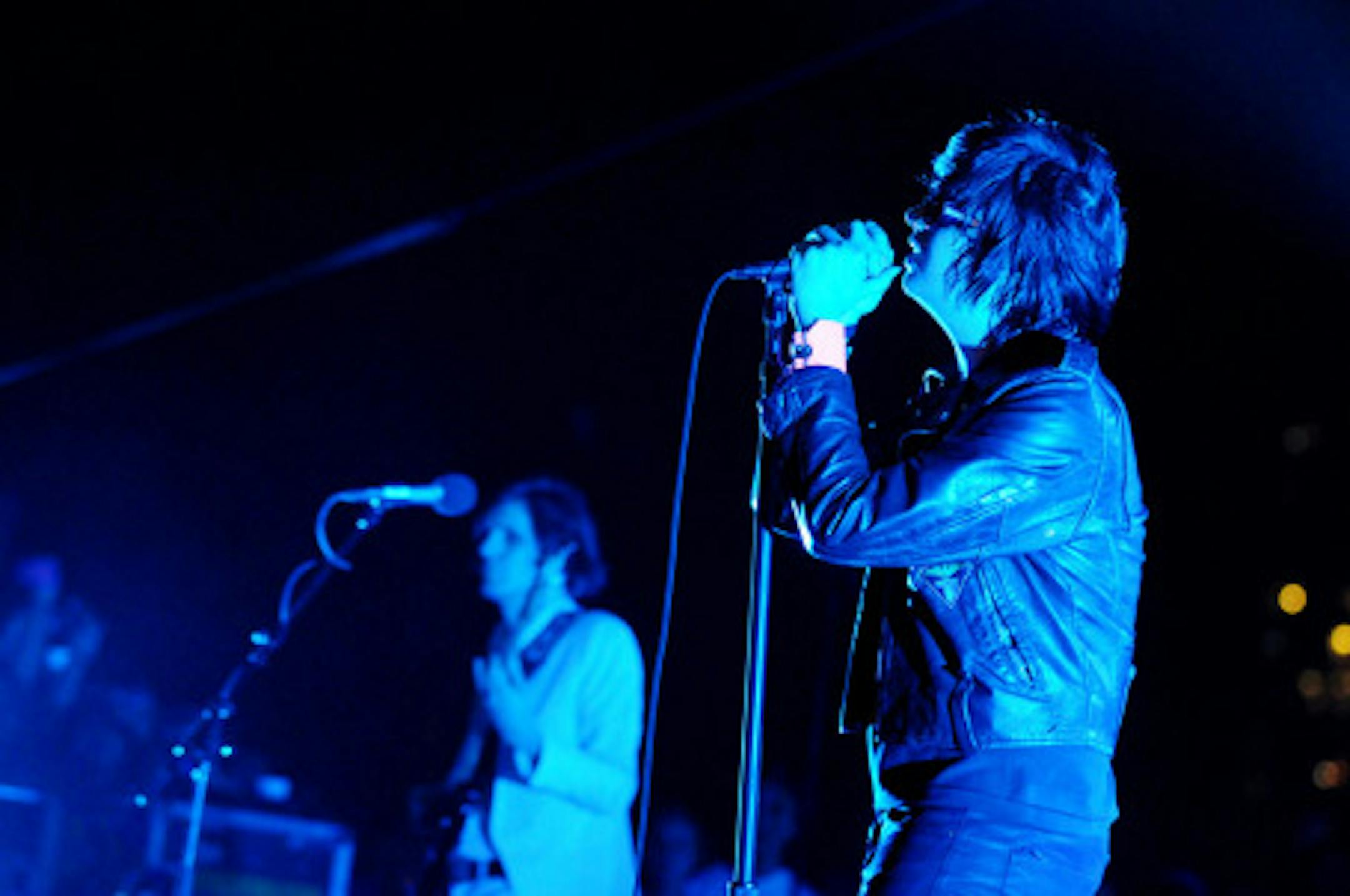 Julian Casablancas enjoyed the warm Austin evening but still kept on his cool leather jacket. / Photo by Tony Nelson