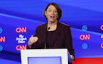 Democratic presidential candidate Sen. Amy Klobuchar, D-Minn., speaks during a Democratic presidential primary debate hosted by CNN/New York Times at 