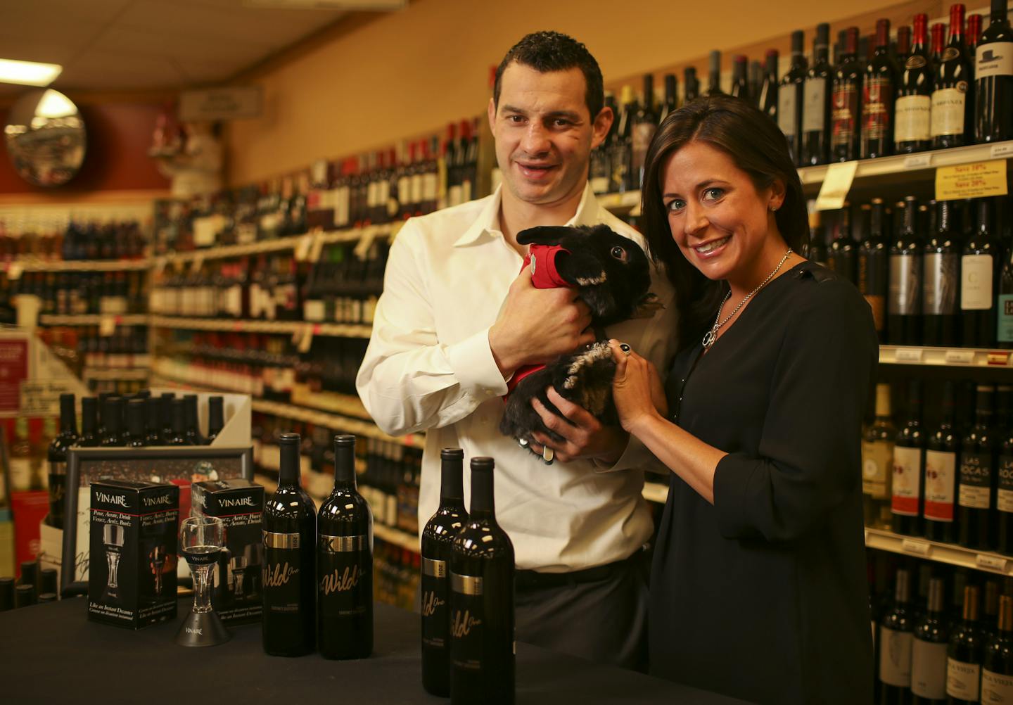 The Minnesota Wild's Zenon Konopka is an entrepreneur off the ice with his own ZK28 wine label. Zenon Konopka with his partner, Michelle Finley and the wine label's spokesrabbit, Hoppy, Tuesday afternoon, October 28, 2013 at Top Ten Wine and Spirits in Woodbury. ] JEFF WHEELER &#x201a;&#xc4;&#xa2; jeff.wheeler@startribune.com