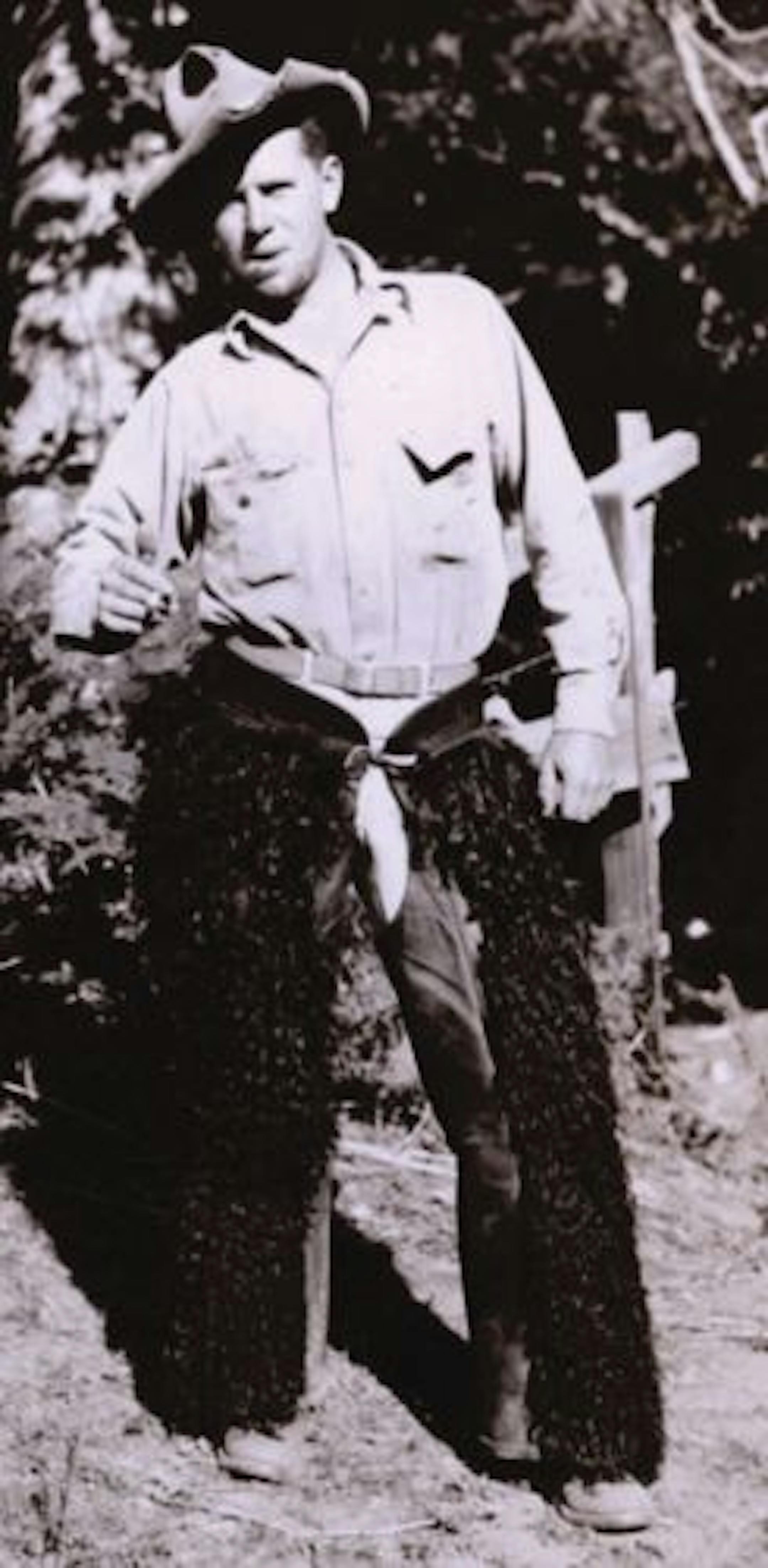 Historian, explorer and author Floyd E. Risvold of Edina, who died last year at the age of 97, is pictured dressed in cowboy attire in 1932 during a Coast & Geodetic Survey expedition in the Big Sur area of California. Risvold's extensive multi-million dollar archive of Americana documents and artifacts will be offered in a public auction by Spink Shreves Galleries in New York City, January 27 - 29, 2010. ... Photo credit: Risvold Family