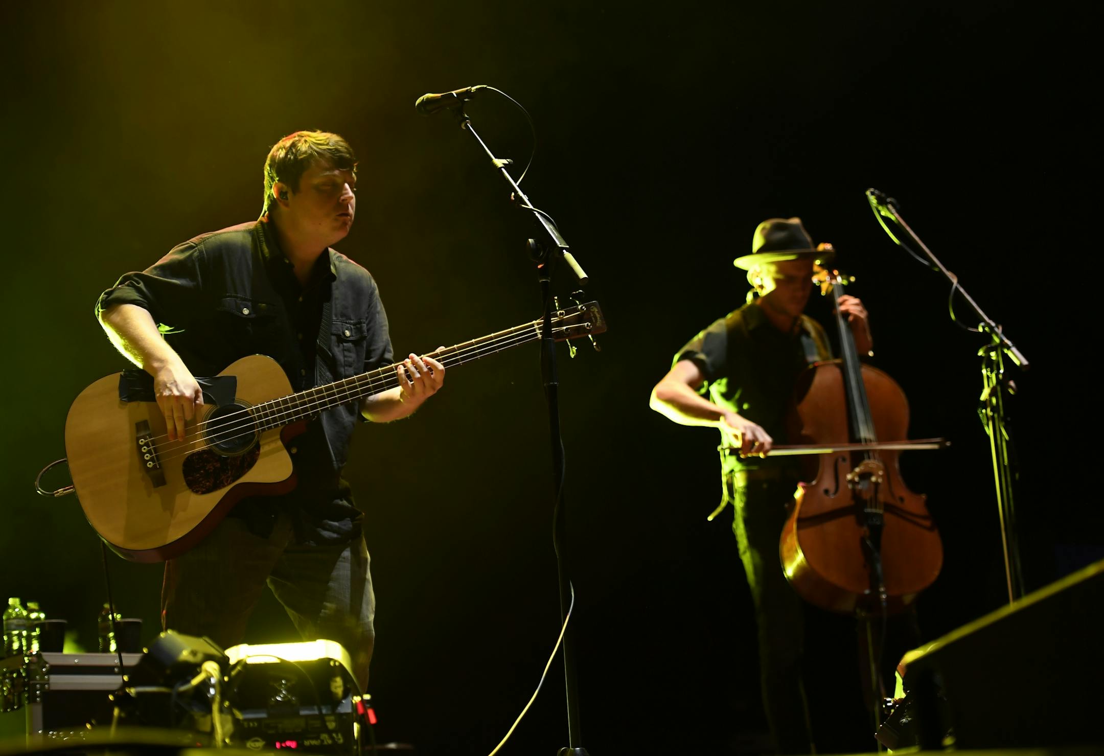 Tim Saxhaug, on Bass, and Eamonn McLain, on cello, performed withTrampled by Turtles Saturday night at the Grandstand.