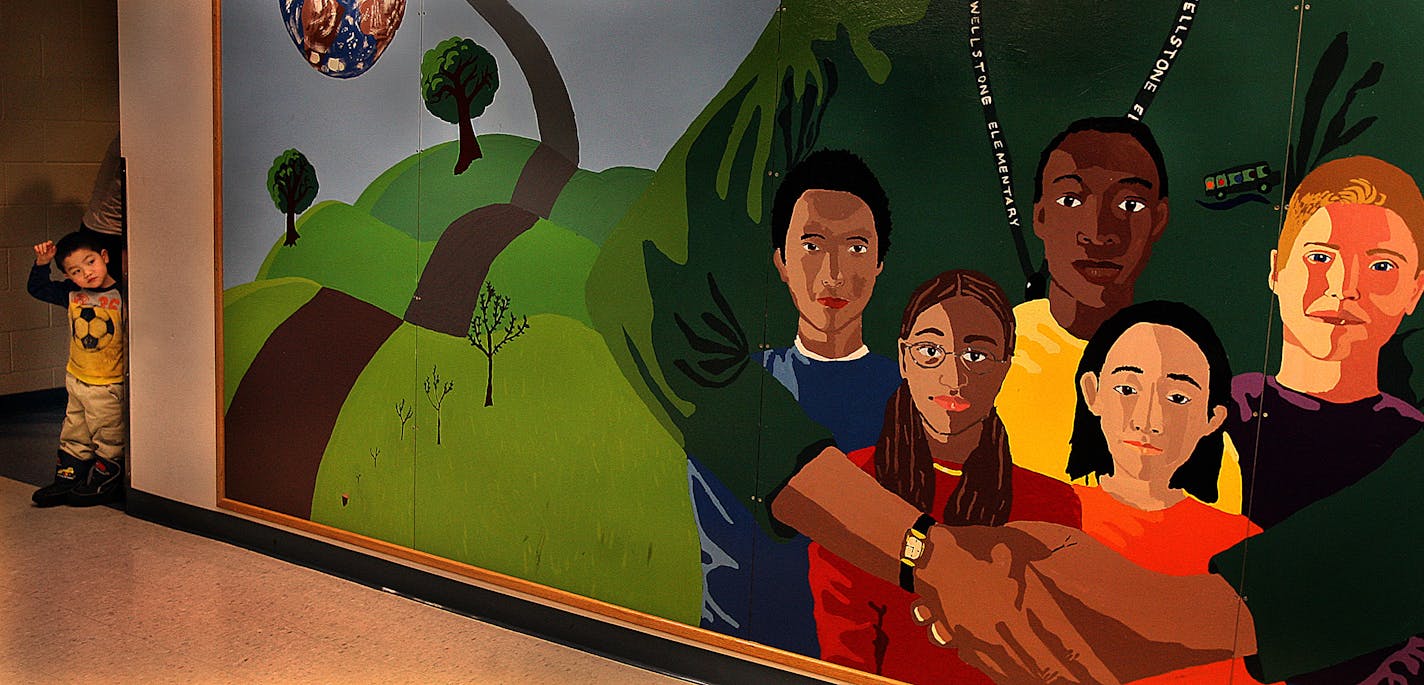 A mural at Paul and Sheila Wellstone Elementary School in St. Paul.