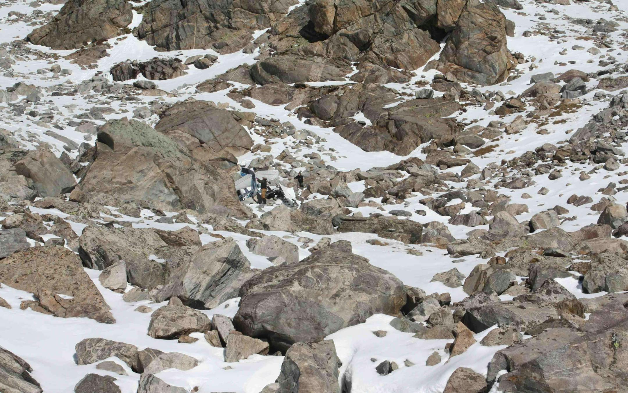 Crash site of the Bucklin plane in the Wyoming mountains.