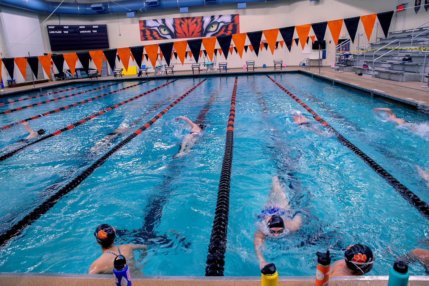 The Farmington girls' swim team participated in the first available day of summer workouts for high school athletes and coaches in mid-June.