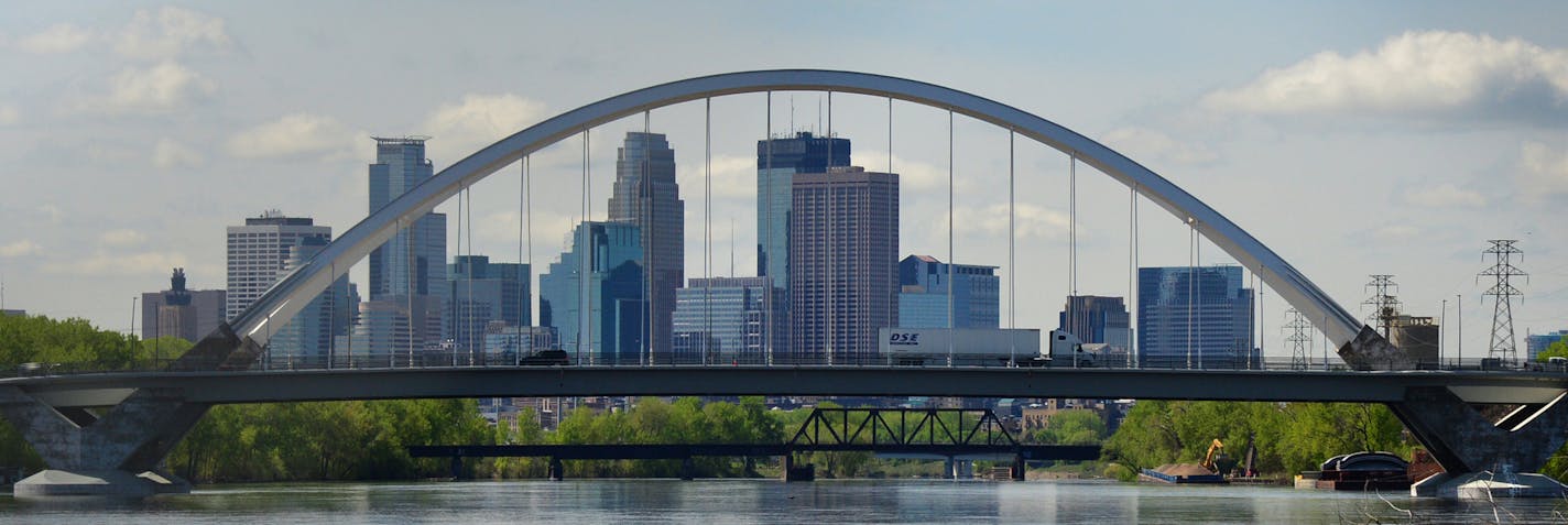 This is the view of the Lowry Bridge and the Minneapolis Skyline as seen from the Xcel Energy plant on Marshall St NE. ] On May 22, 2011, a flock of blue herons was nesting on an island near North Mississippi Regional Park when a tornado tore through North Minneapolis, destroying the rookery. In the wake of the storm, dozens of the herons were dead, injured or missing. Herons typically abandon nesting locations when disturbed. Some of the surviving members of the flock relocated to an island own