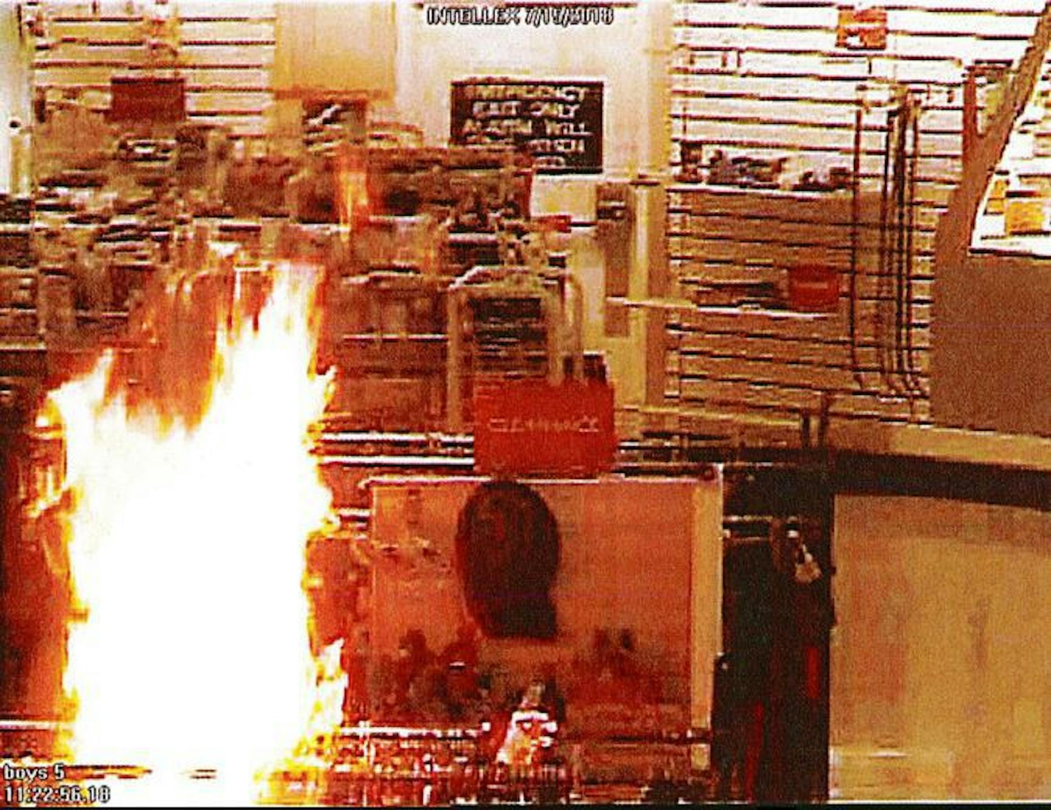 The blaze was started in this clothing rack.