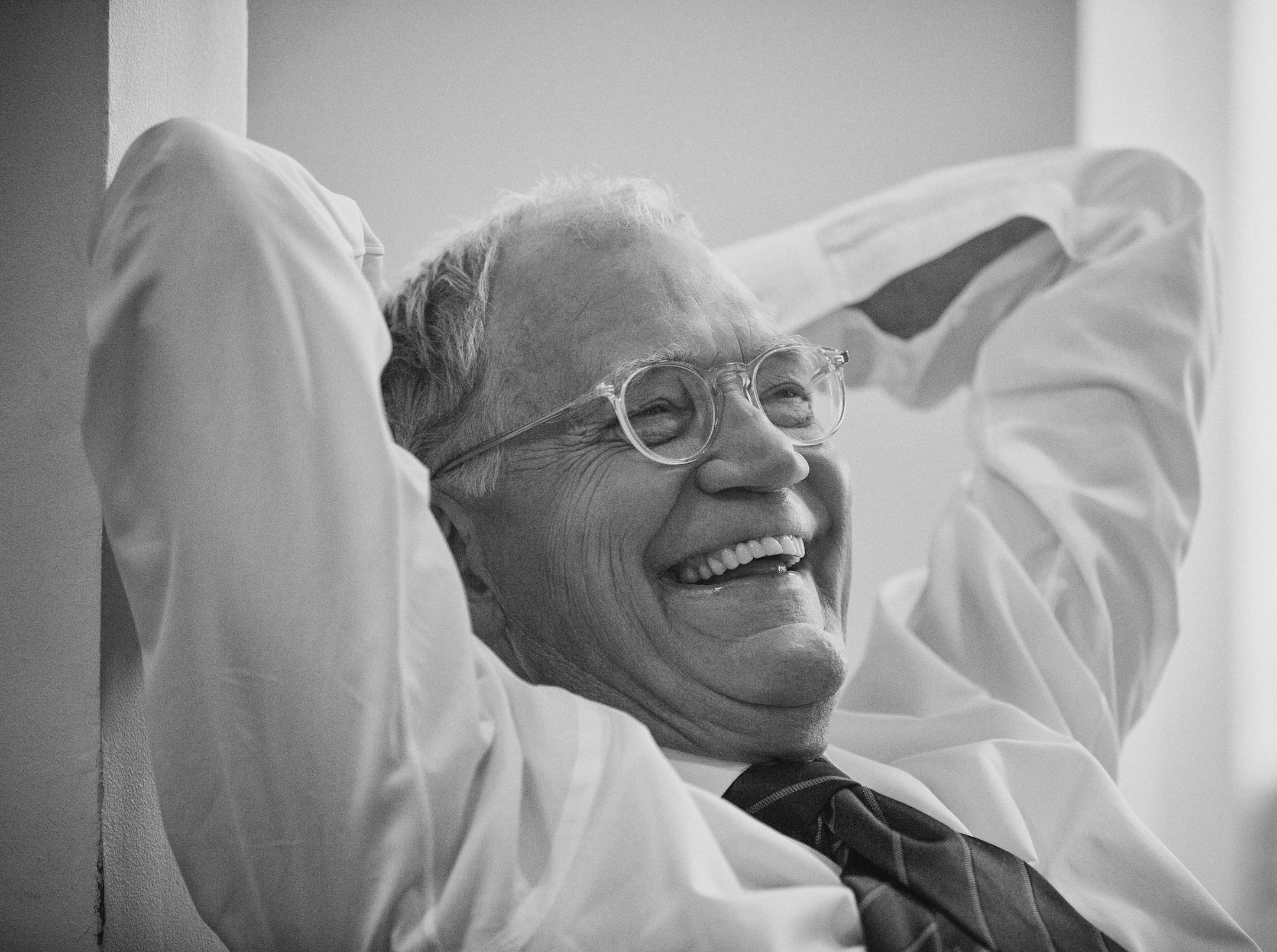 -- PHOTO MOVED IN ADVANCE AND NOT FOR USE - ONLINE OR IN PRINT - BEFORE MAY 3, 2015. -- David Letterman relaxes in his dressing room before a taping of &#xec;The Late Show," at the Ed Sullivan Theater in New York, April 20, 2015. Letterman ends a 33-year run as a host on May 20. &#xec;I&#xed;ll miss it, desperately. One of two things: There will be reasonable, adult acceptance of transition. Or I will turn to a life of crime.&#xee; (Damon Winter/The New York Times)