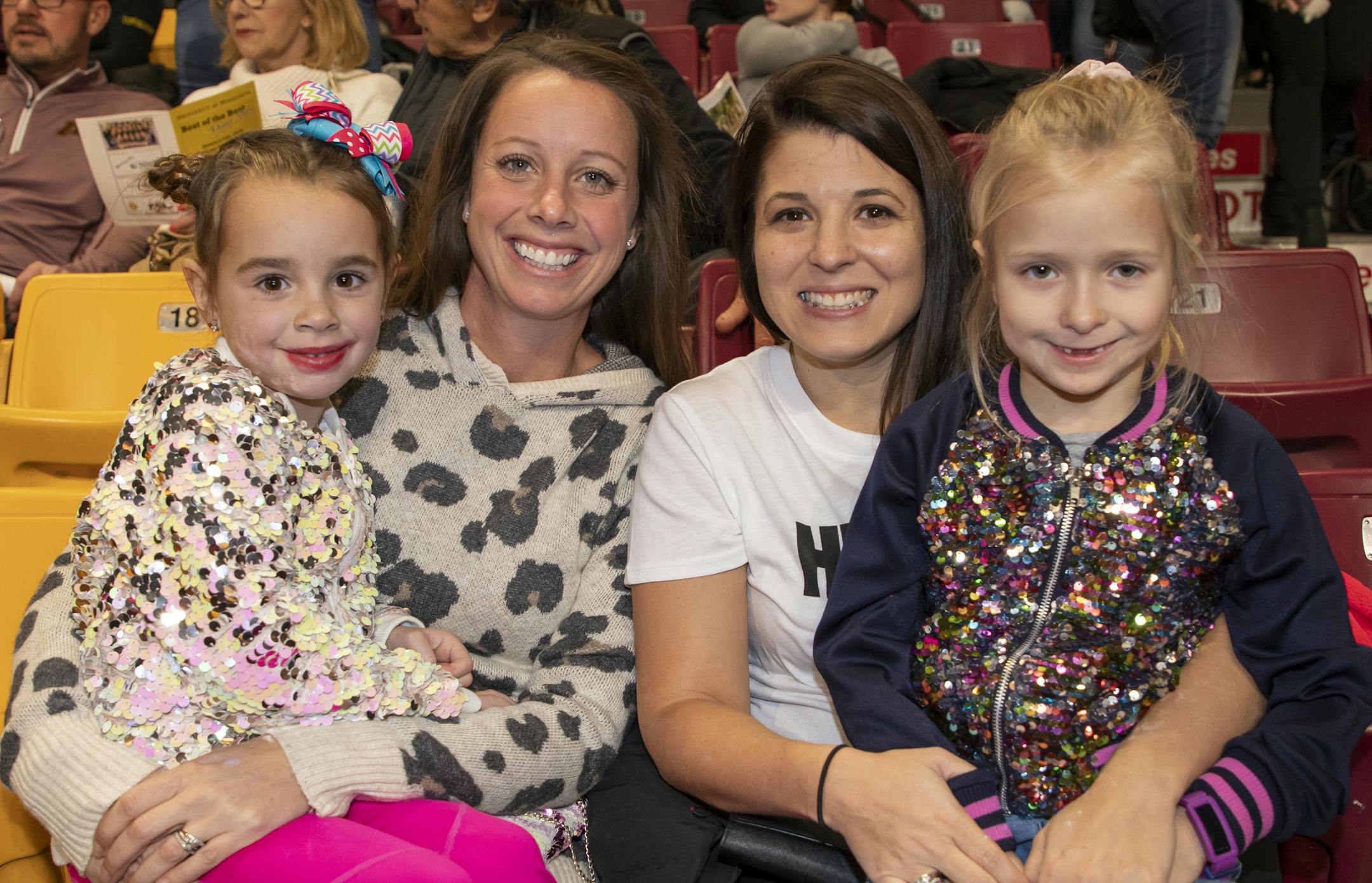 Lisa & Kate Tauer, Meaghan & Mackenzie Juettner at the 2020 Best of the Best dance show. [ Special to Star Tribune, photo by Matt Blewett, Matte B Photography, matt@mattebphoto.com, University of Minnesota Spirit Squad, University of Minnesota Dance Team, Williams Arena, SAXO 1010220593 FACE011920