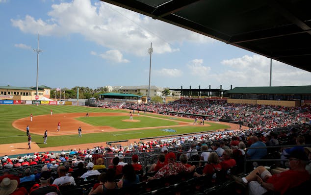 The St. Louis Cardinals and Minnesota Twins play during an exhibition spring training baseball game at Roger Dean Stadium Thursday, March 1, 2018, in 