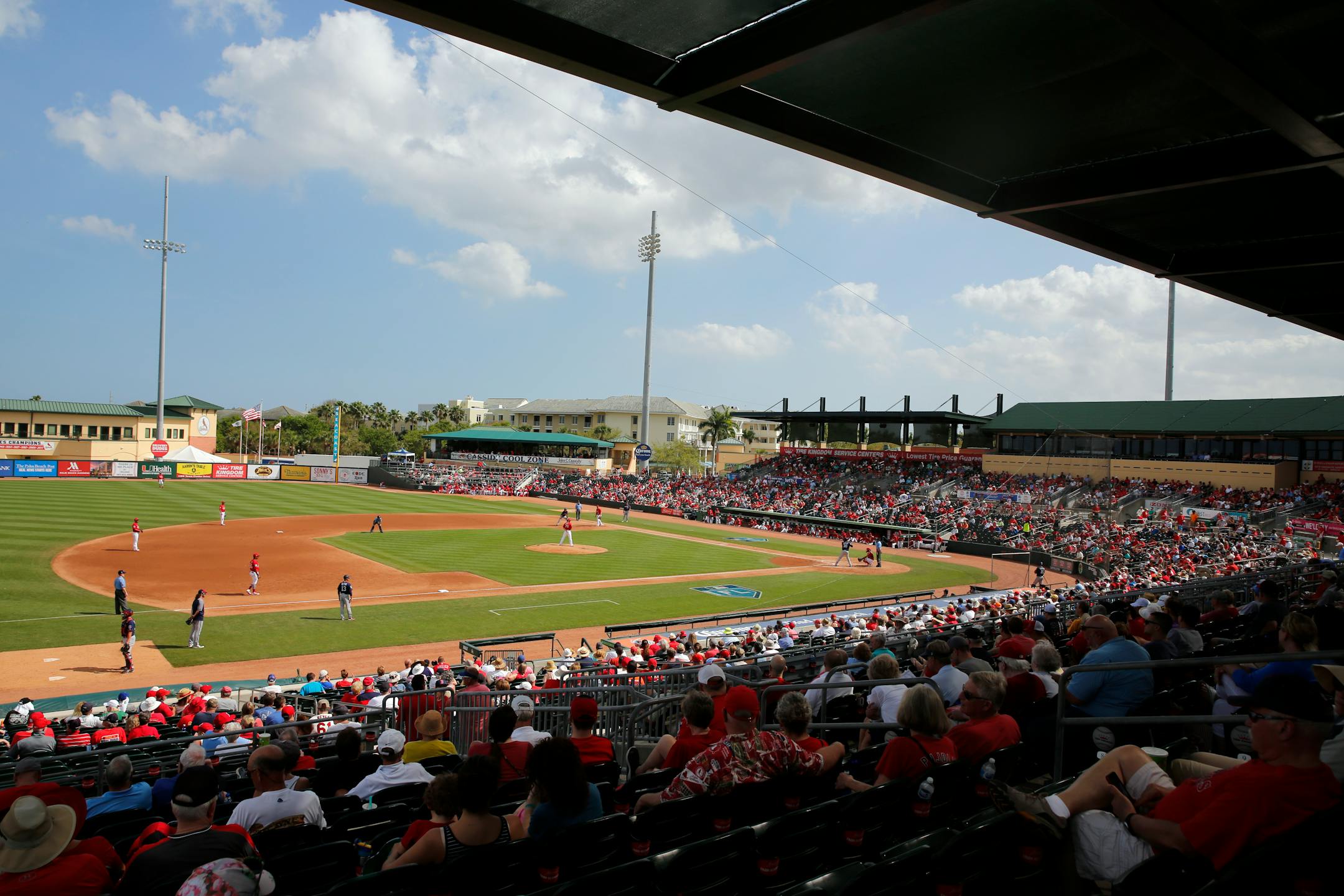 The St. Louis Cardinals and Minnesota Twins play during an exhibition spring training baseball game at Roger Dean Stadium Thursday, March 1, 2018, in Jupiter, Fla.