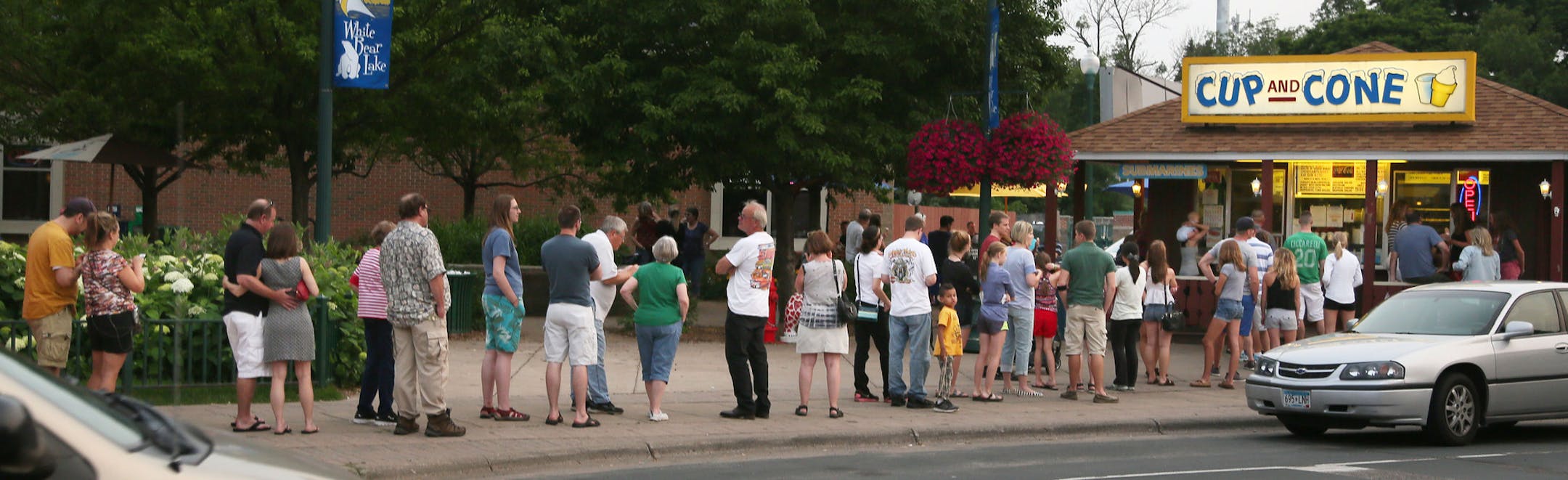Locals and tourists lined up for soft-service ice cream treats at the Cup and Cone in White Bear Lake.