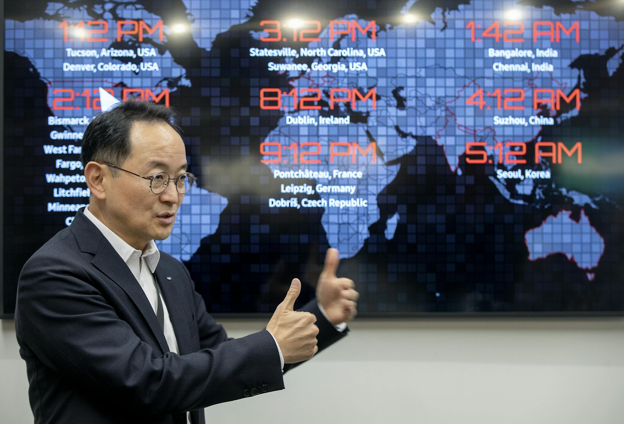 Doosan Bobcat CEO Scott Park at the company's new Global Collaboration Center in the Fifth Street Towers building in Minneapolis. (ELIZABETH FLORES/Star Tribune)