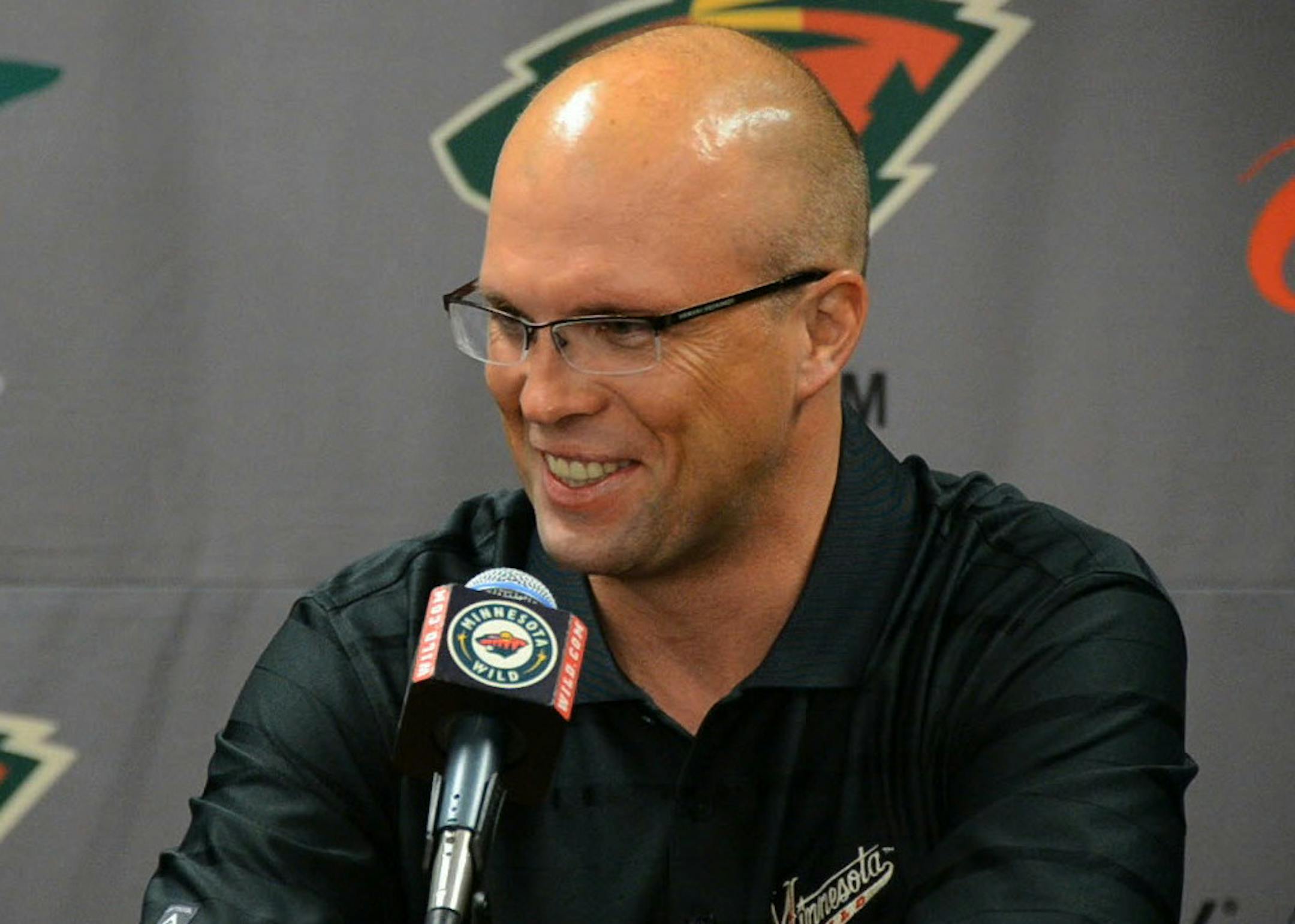 Minnesota Wild coach Mike Yeo spoke to the media at a news conference Friday morning, where the Wild made Yeo's three-year extension official. ] DAVID BREWSTER/STAR TRIBUNE ORG XMIT: MIN1406061730141498
