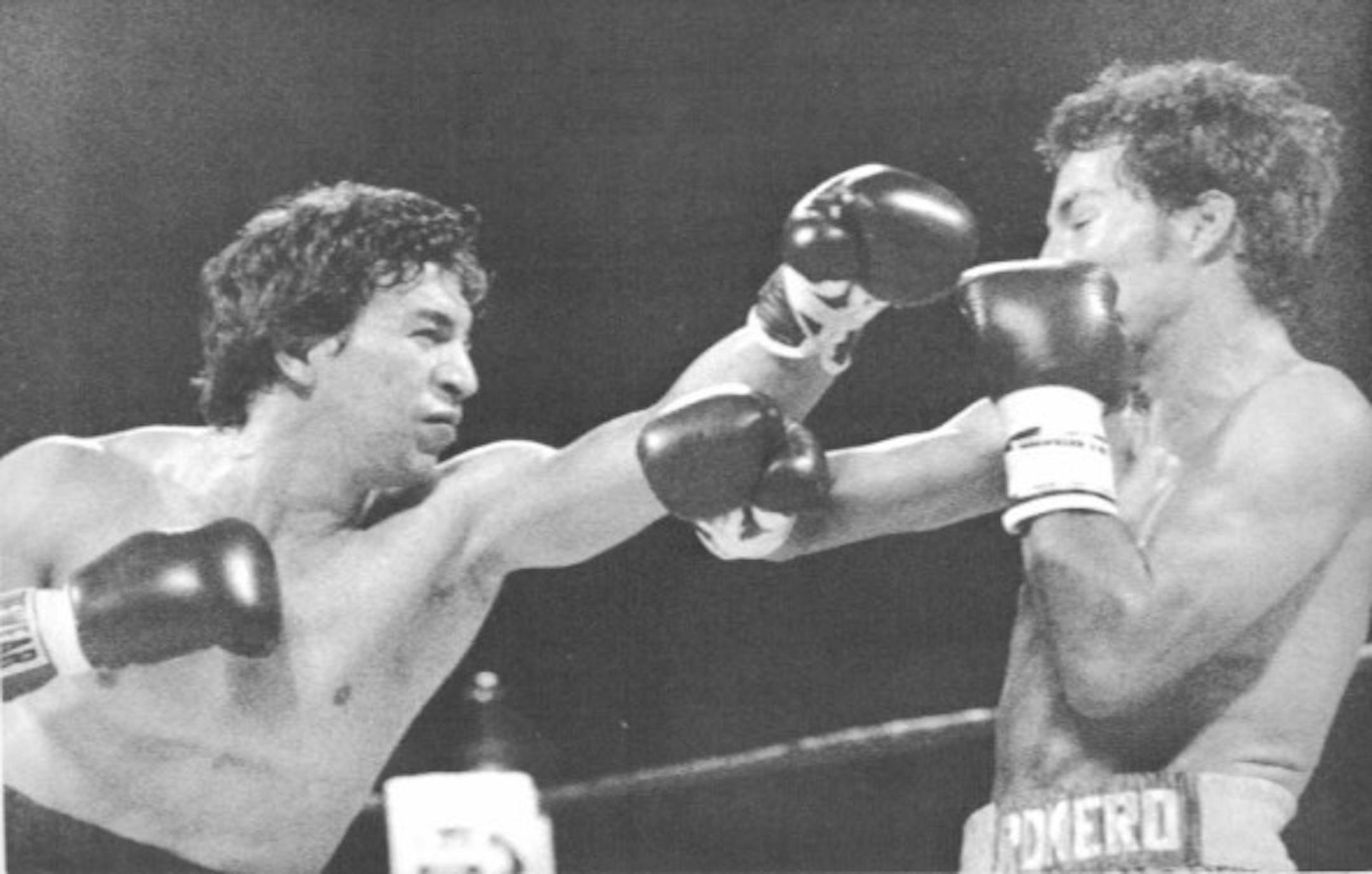 Ray "Boom Boom" Mancini, left, lands a left to Orlando Romero in their lightweight title bout at New York's Madison Square Garden in 1983