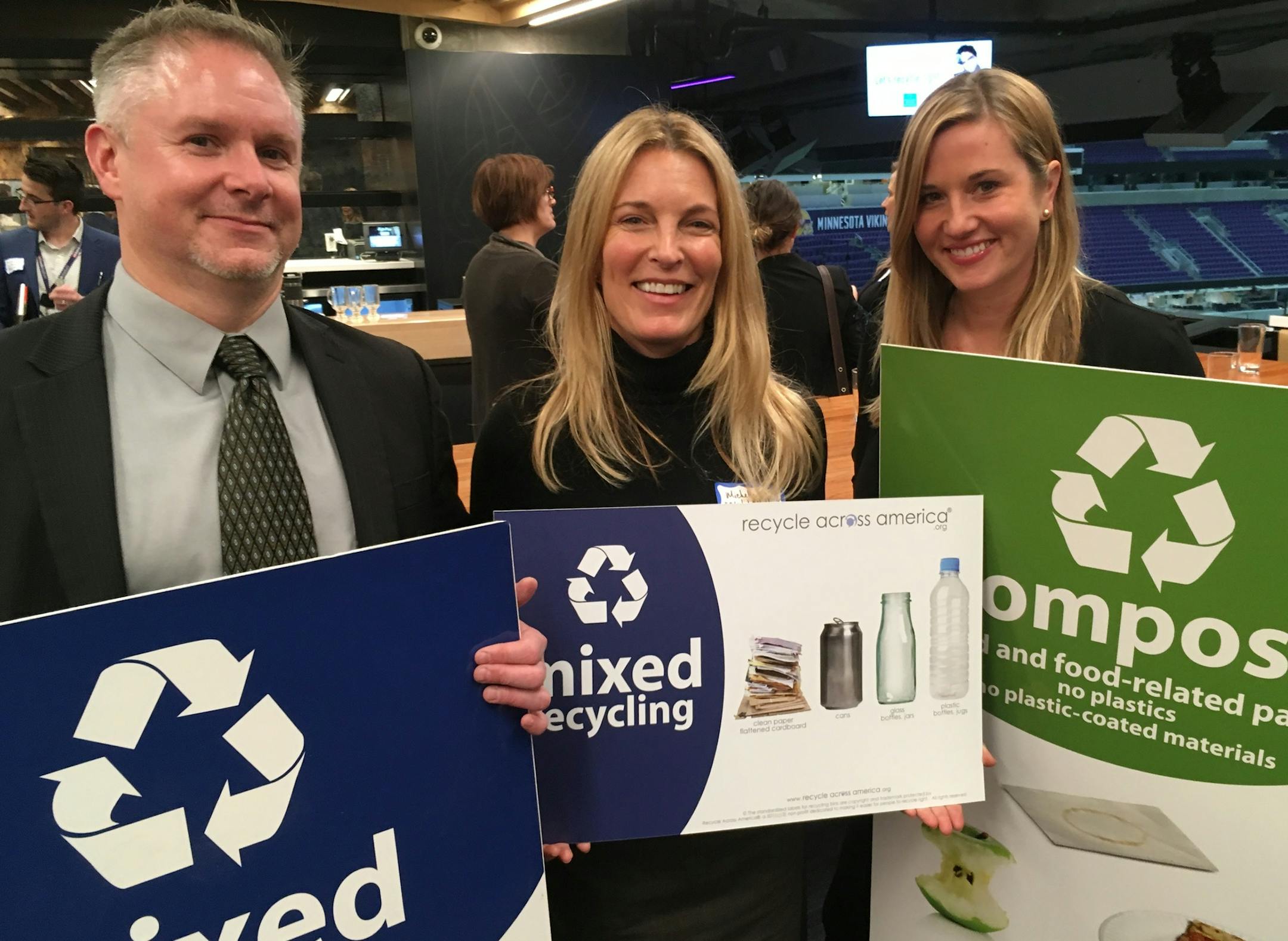 Brent Ostrowski, procurement manager at Best Buy; Mitch Hedlud, executive director of Recycle Across America and Megan Dobratz of Native Sustainability.