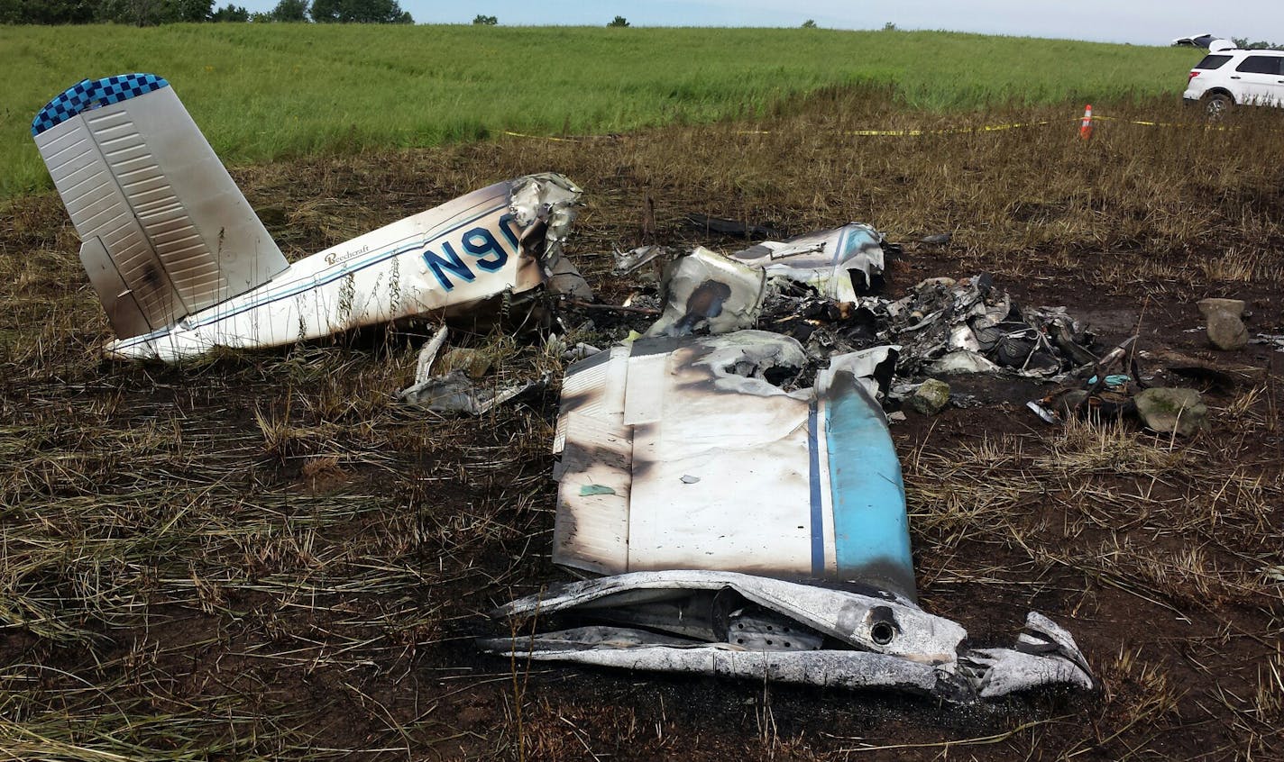 Courtesy Polk County Sheriff. Aftermath of plane crash that killed four people near Amery, WI.