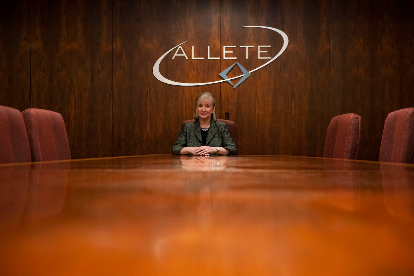 Allete President and CEO Bethany M. Owen posed for a portrait in the board room in the ALLEETE headquarters in 2020. She will remain at the helm of th