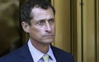 FILE - In this Sept. 25, 2017 file photo, former Congressman Anthony Weiner leaves federal court following his sentencing in New York.
