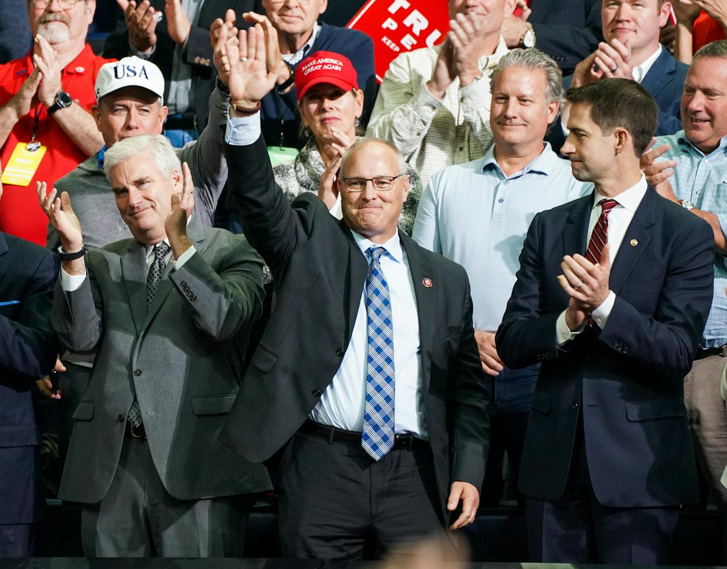 President Donald Trump acknowledged Rep Pete Stauber at the Target Center in Minneapolis, Minnesota. ] GLEN STUBBE &#x2022; glen.stubbe@startribune.com Thursday, October 10, 2019