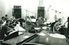 The Wrecking Crew — a group of studio musicians who recorded some of the top music in the 1960s and '70s — at work during a recording session in L