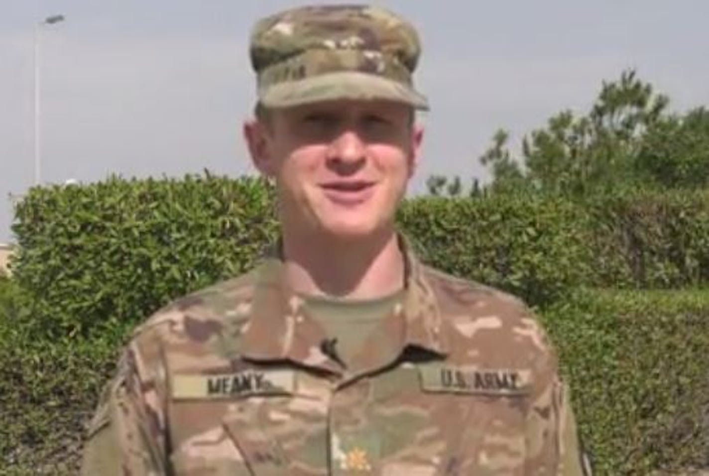 Dr. Gavin Meany sent his family holiday greetings late last year in a video while serving in the military overseas. Credit: U.S. Central Command