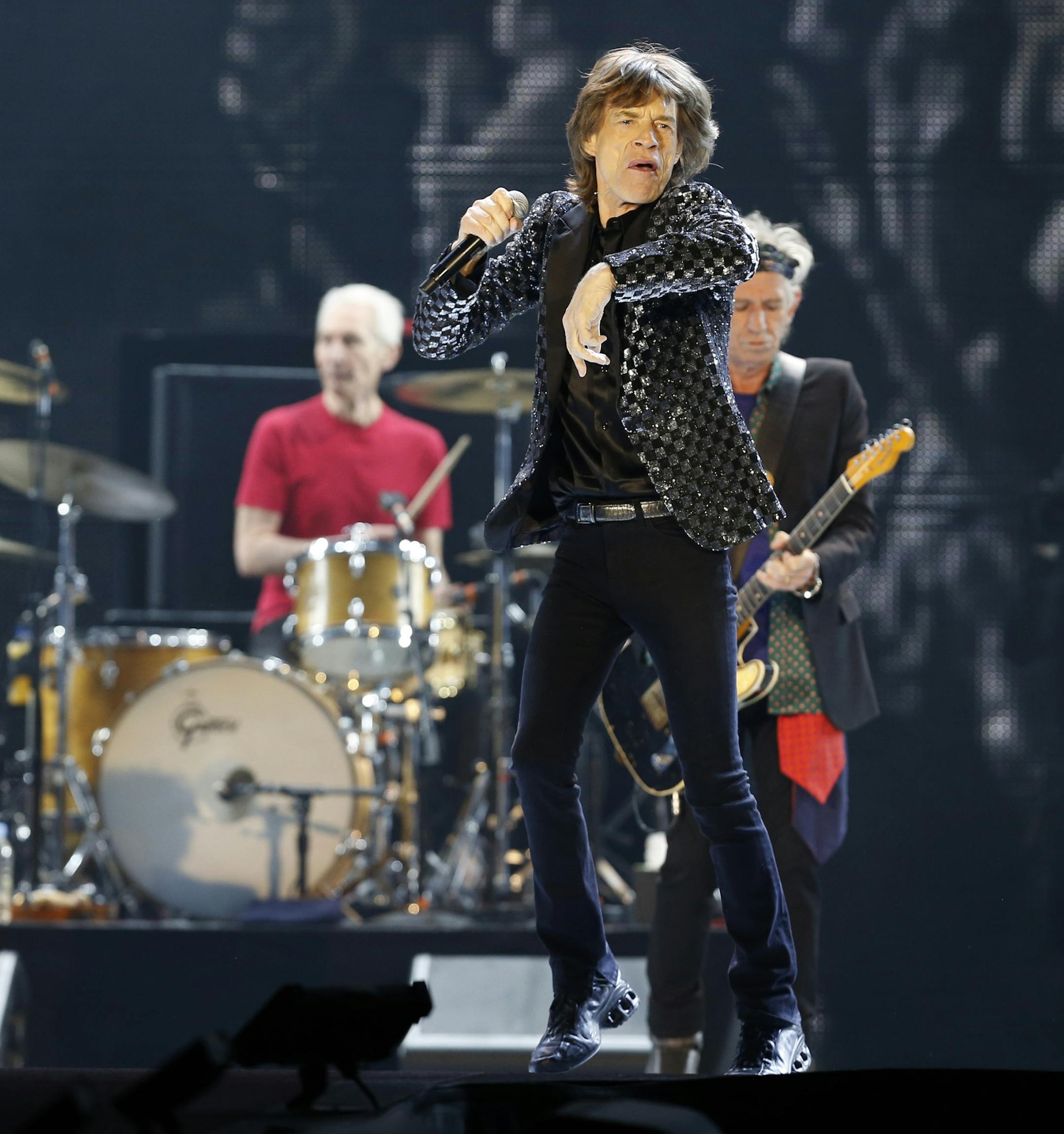 FILE - This Feb. 26, 2014 file photo shows Mick Jagger and the Rolling Stones performing during their concert at Tokyo Dome in Tokyo. The band has announced that they will kick off their new 15-city North American stadium tour (AP Photo/Shizuo Kambayashi, File) The rock band announced a 15-city stadium tour Tuesday, March 31, 2015, that will kick off May 24 in San Diego. Other stops include Columbus, Ohio; Minneapolis, Minnesota; Dallas, Texas; Atlanta, Georgia; Orlando, Florida; and Nashville,