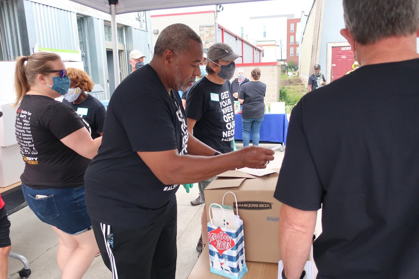 Kevin Saunders leads a program at UpWorks for adults who have been in addiction treatment, prison or other transitional programs and works with volunteers to teach them life skills to find meaningful employment and life skills. After the protests following George Floyd's death in custody of Minneapolis police, Upworks partnered with Lift Up and Mercy Vineyard Church to distribute 600 boxes of personal health care and hygiene products at locations in north Minneapolis. (Handout Photo)