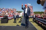 Former President Donald Trump, the presumptive Republican nominee, takes the stage at a campaign rally in Chesapeake, Va., on Friday, June 28, 2024. T