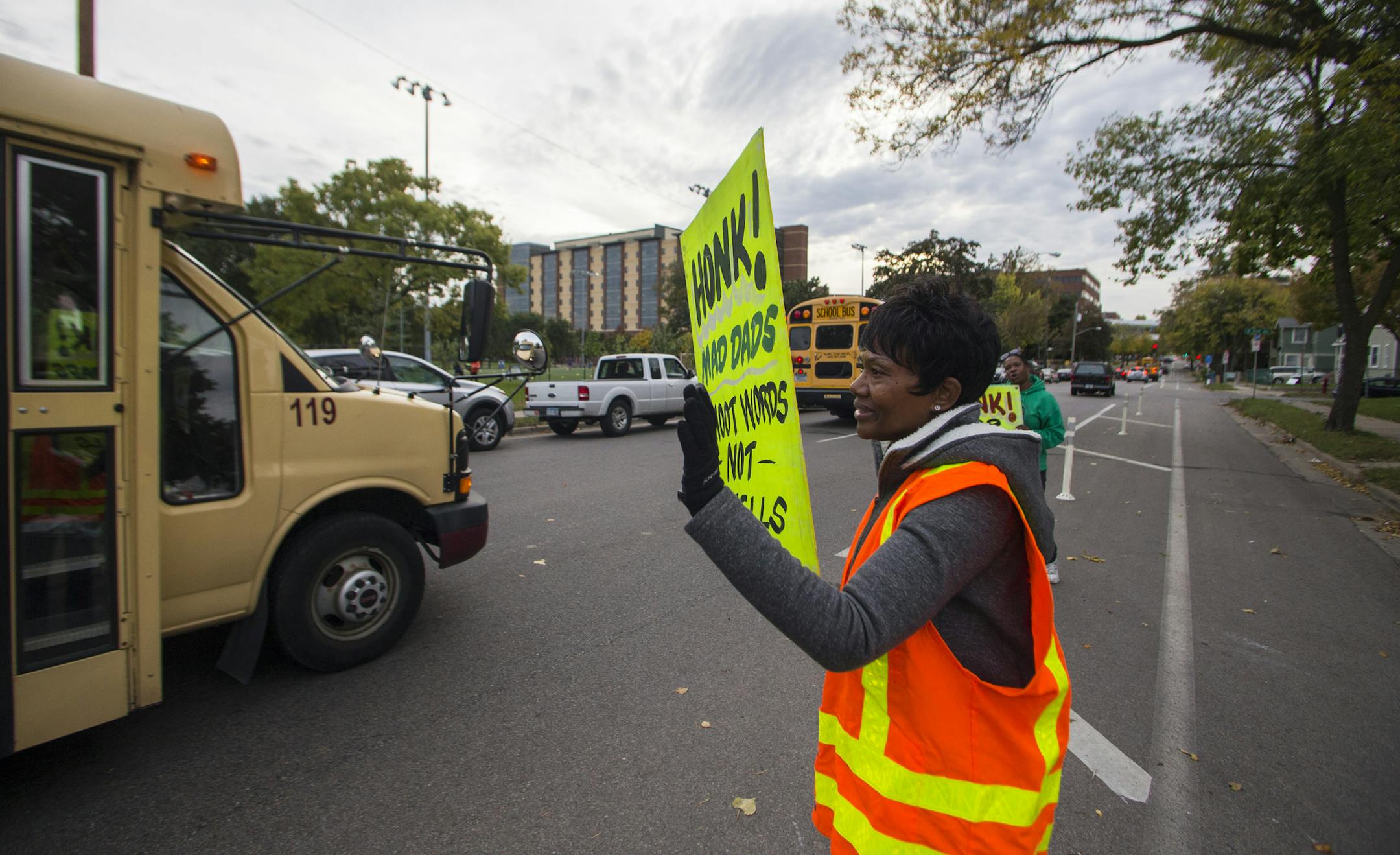 Mother Debra Williams of the MOMs division of MAD DADs showed support for the victims' families. ] Mark Vancleave - mark.vancleave@startribune.com * Family and community members gathered for a vigil at the scene of a shooting where 20-year-old Gustav D. Christianson and 8-month-old Jayden Redden were killed Sunday evening in South Minneapolis. Photographed Monday, Oct. 10, 2016.