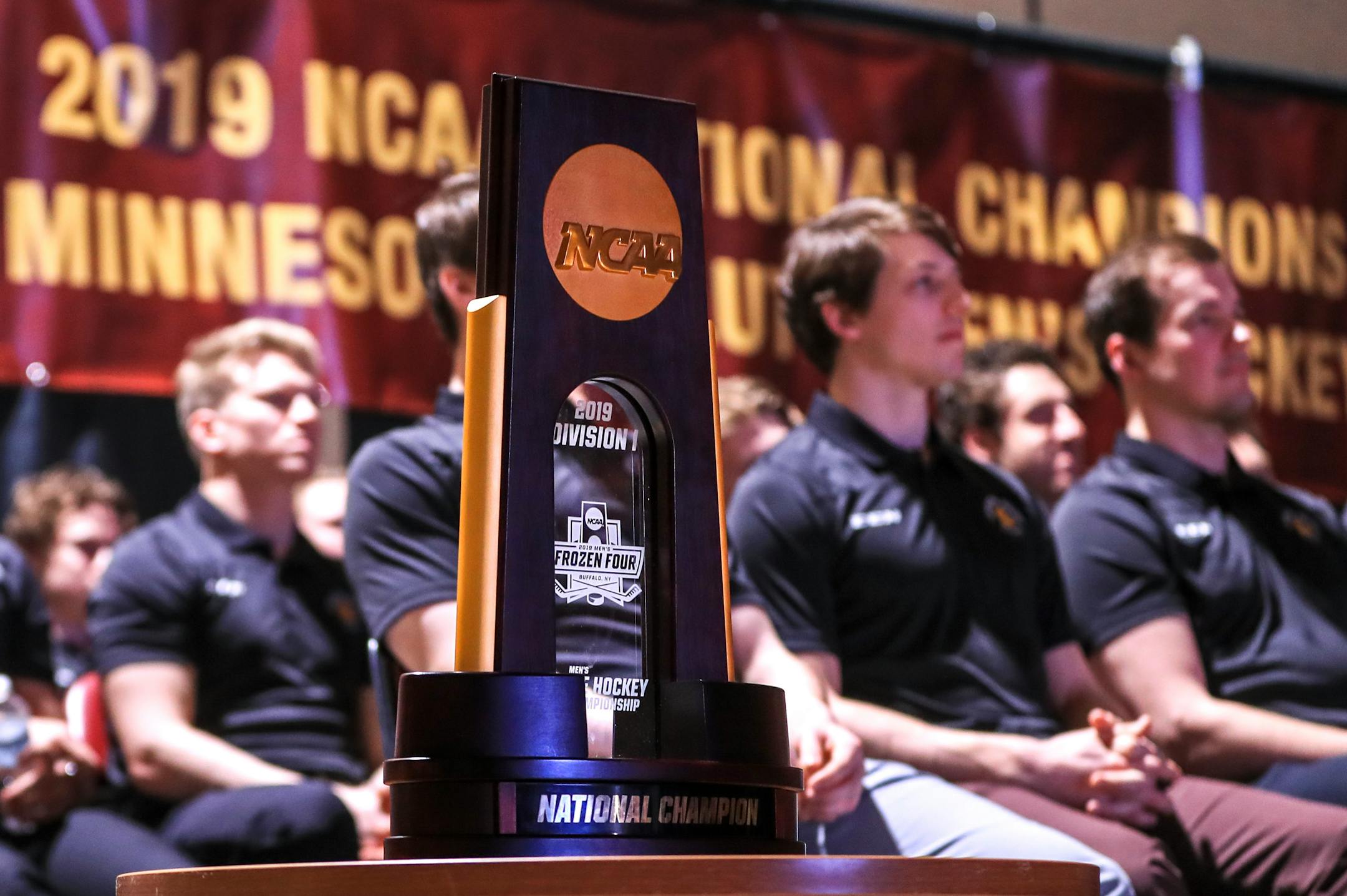 Minnesota Duluth celebrated its 2019 men's hockey national championship on Tuesday at Romano Gym