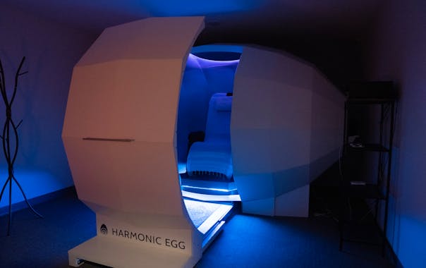 The Harmonic Egg awaits its next visitor at OM Center of Healing in St. Paul. Users experience 50 minutes of light and sound therapy to reach a medita