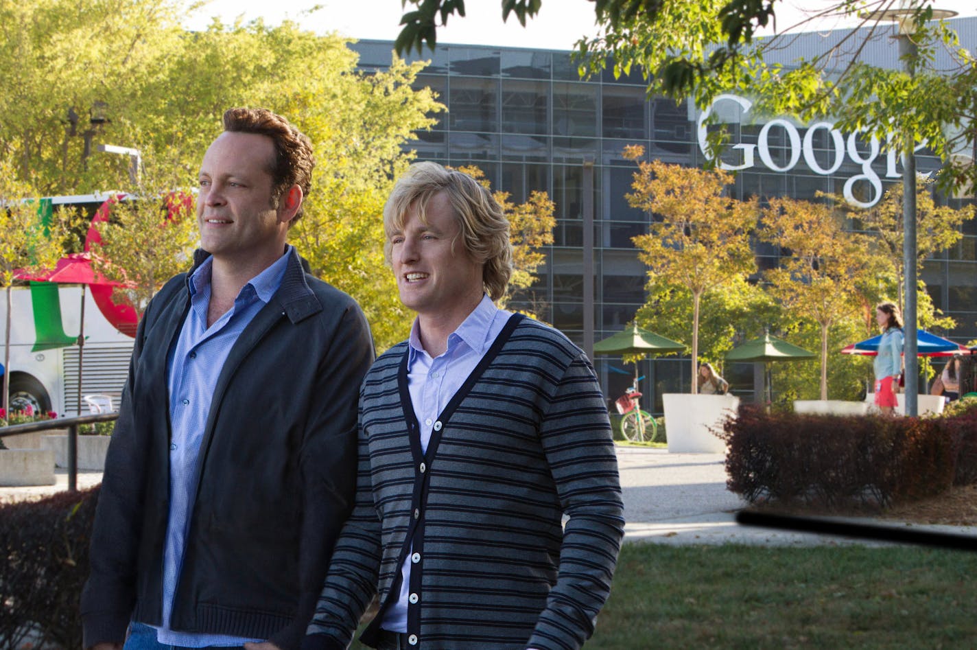 This film publicity image released by 20th Century Fox shows Owen Wilson, right, and Vince Vaughn in a scene from "The Internship." (AP Photo/20th Century Fox, Phil Bray)