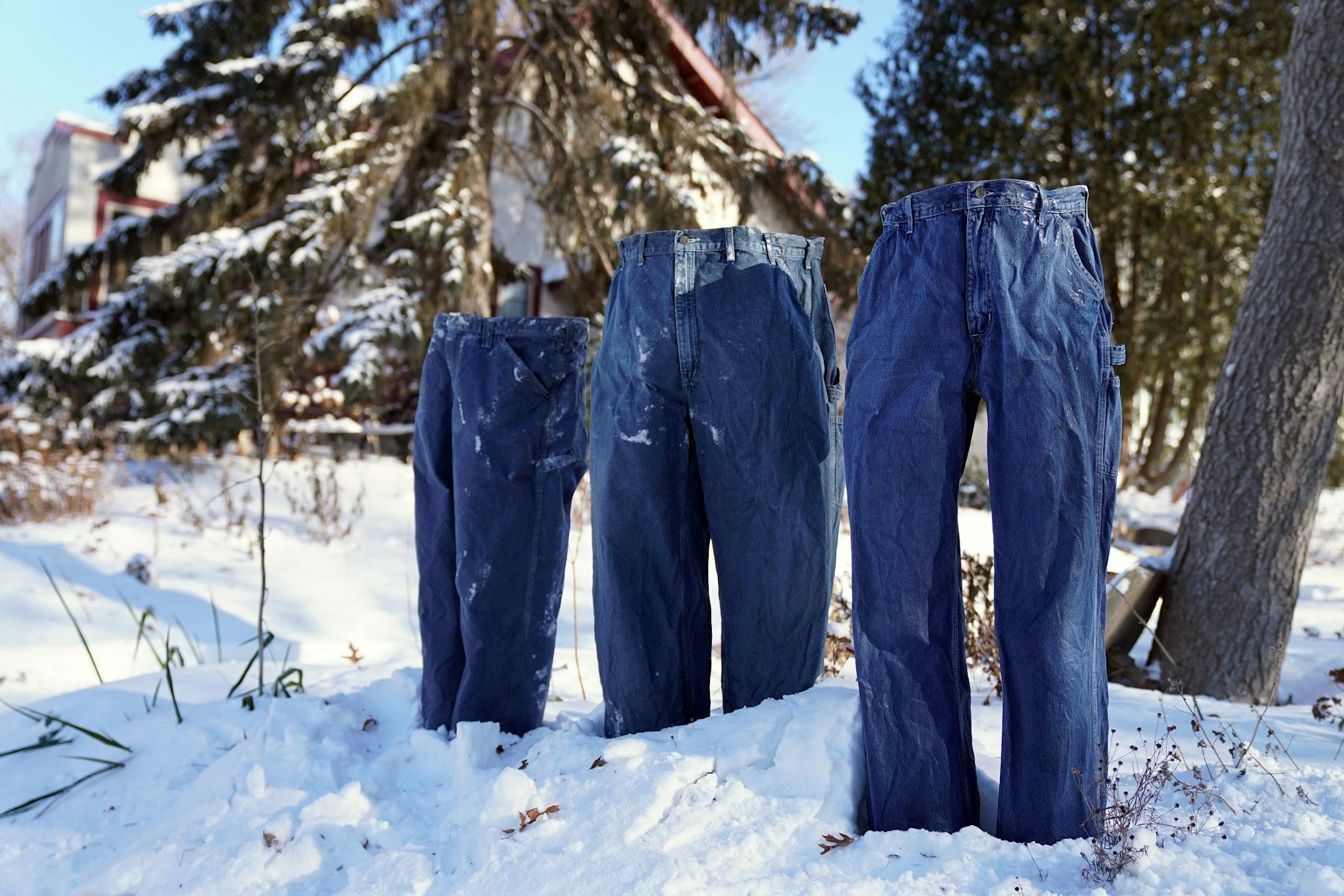 "They're going to call me 'wife of the frozen pants guy' in my obituary," joked Karla Grotting when asked about her husband Tom's annual tradition of freezing clothing for their yard in Northeast Minneapolis. Tom even has a tutorial for how to make them on his instagram page @tomgrotting.