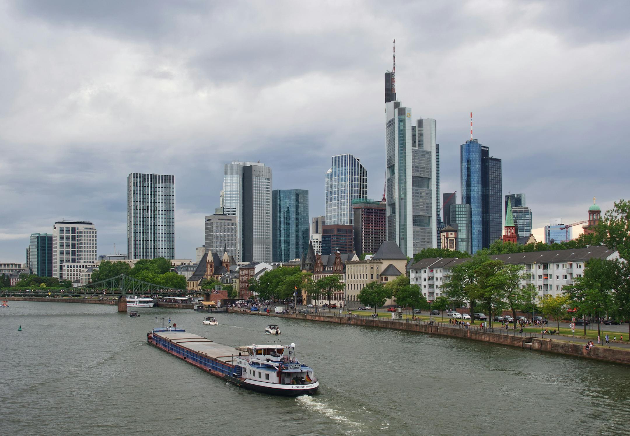 Frankfurt am Main, Germany - 07/06/2019: The image shows the skyline of Frankfurt am Main.