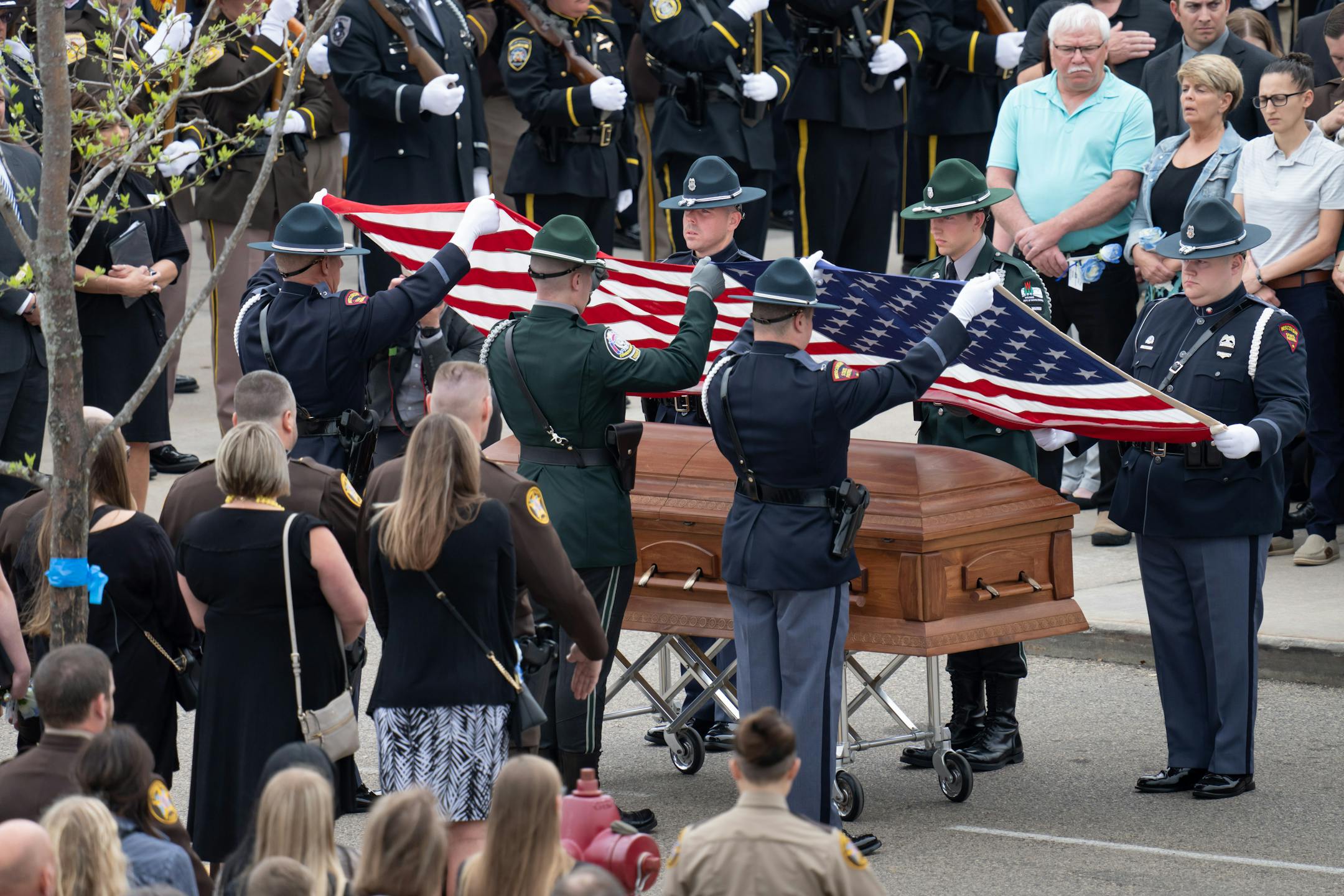 Over a thousand law enforcement officers from around the U.S. gathered for Funeral services for St. Croix County Sheriff's Deputy Kaitie Leising who was shot and killed on Saturday evening Friday, May 12, 2023  Hudson, Wis.